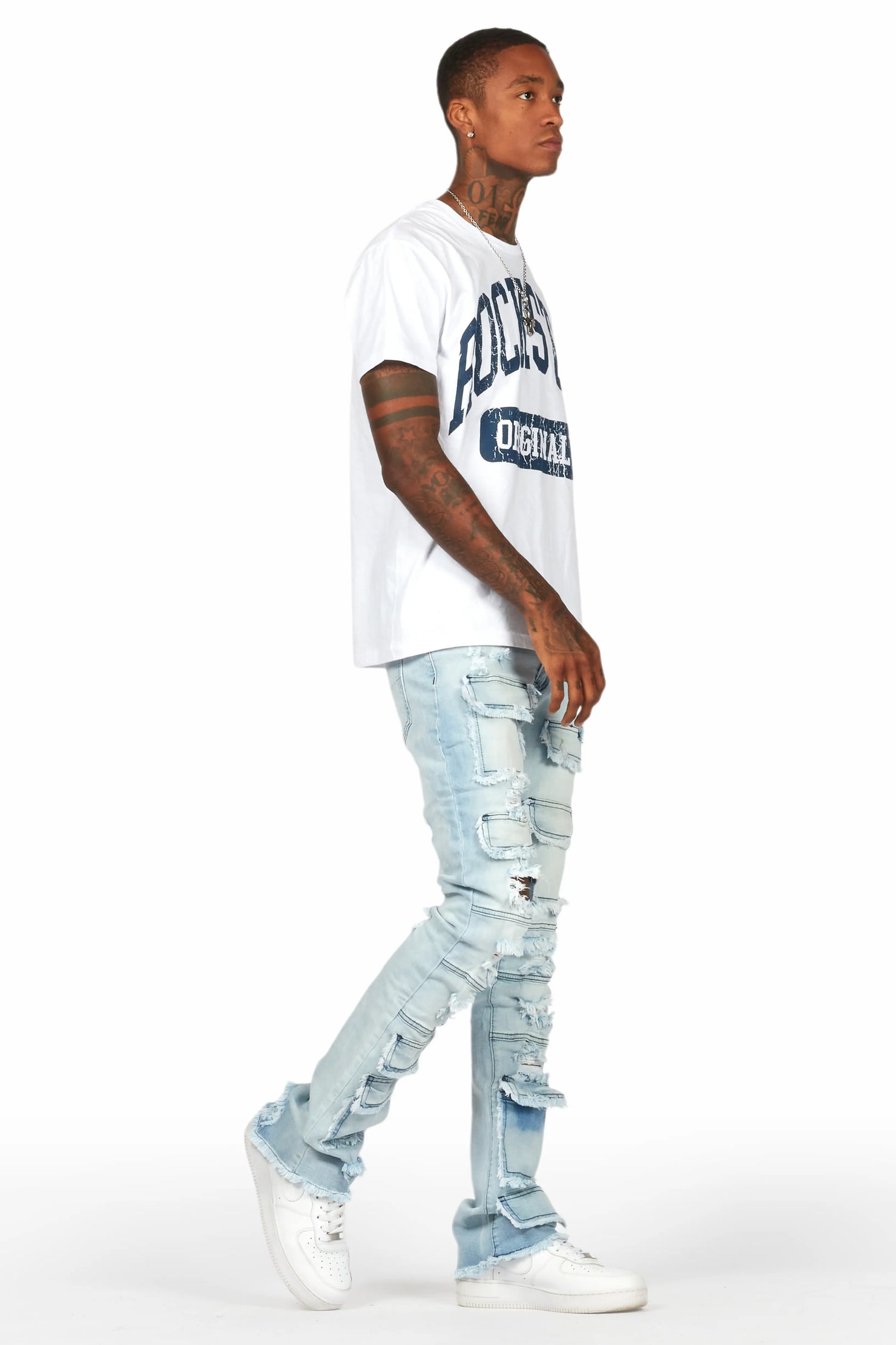 Erico Blue Stacked Flare Cargo Jean