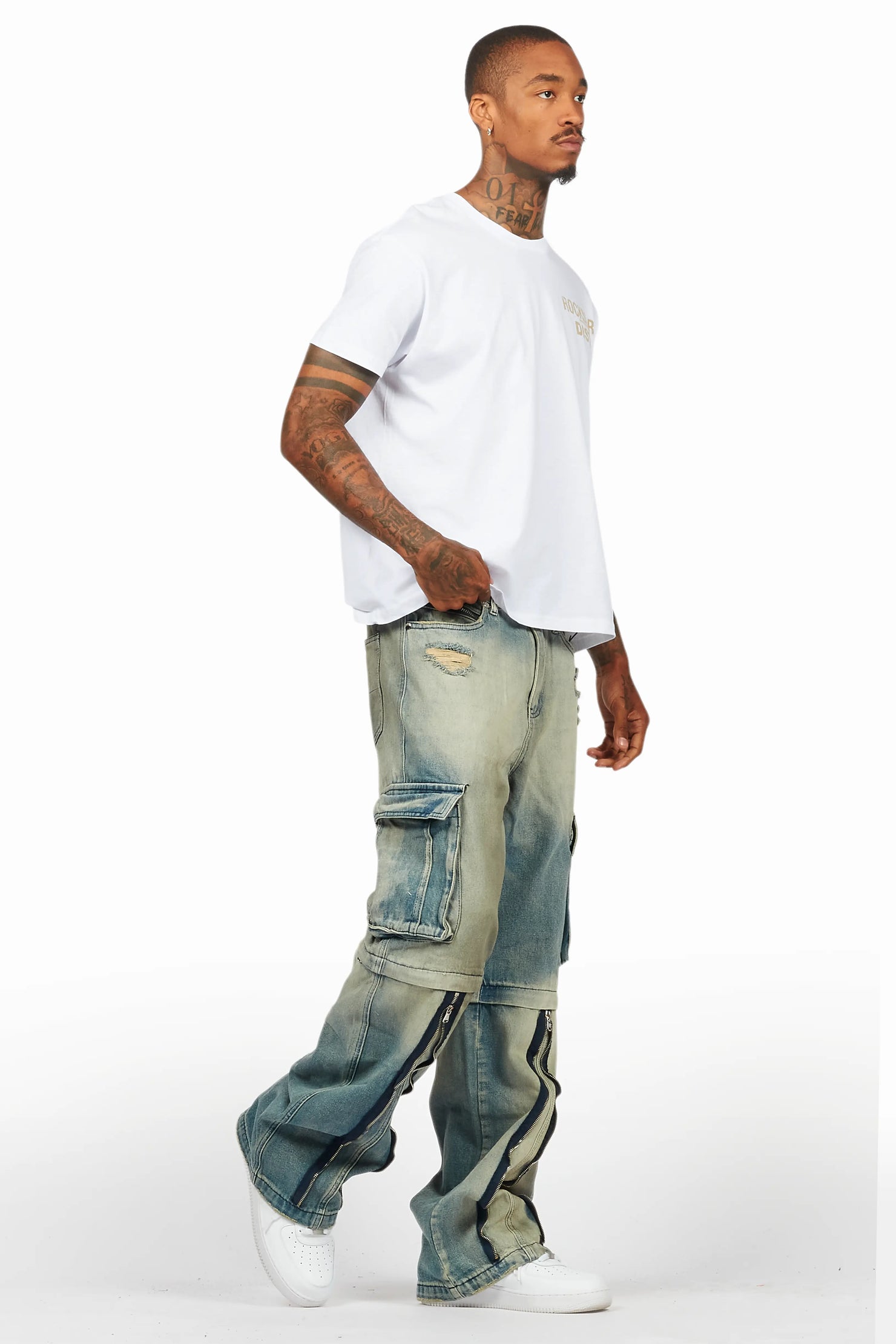 Rupert Vintage Blue Baggy Fit Zip Off Jean