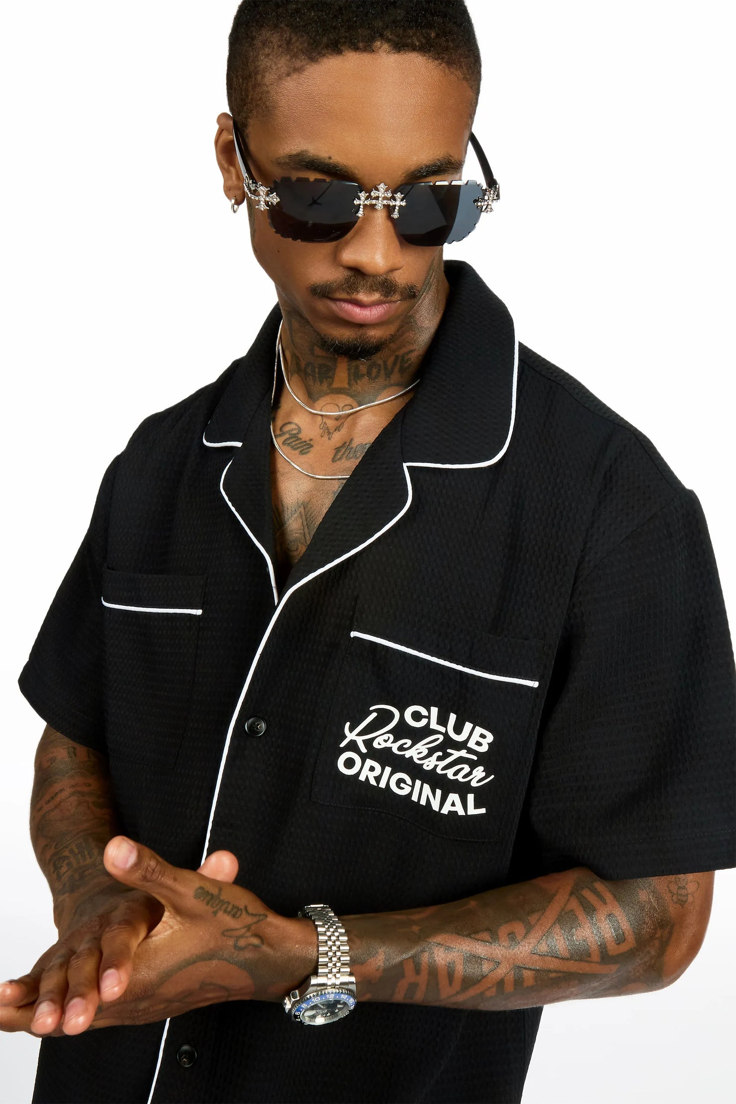 Jerz Black/Silver Square Rectangle Sunglass