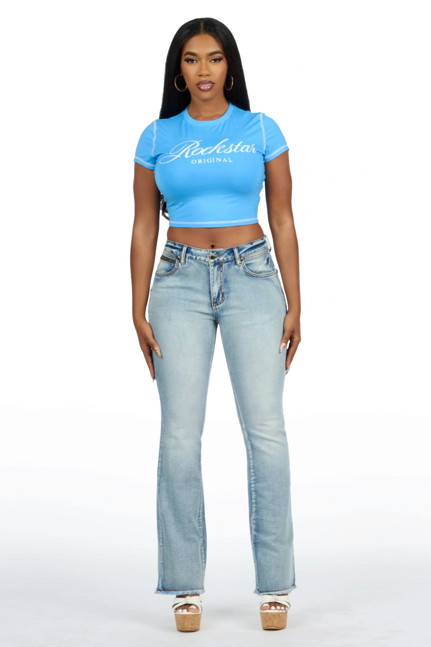 Sharae Blue Baby Tee Shirt