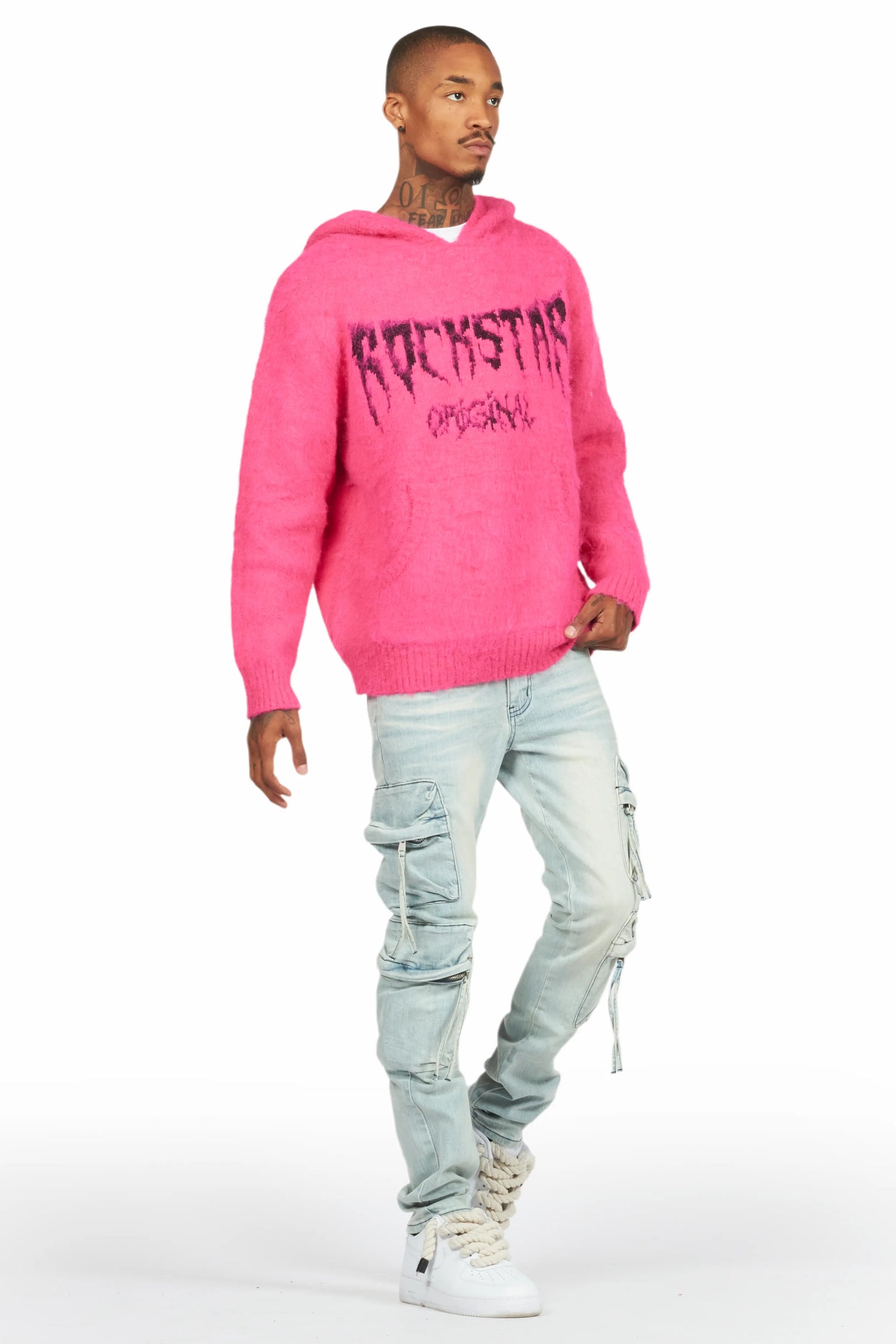 Andros Pink Graphic Knitted Hoodie