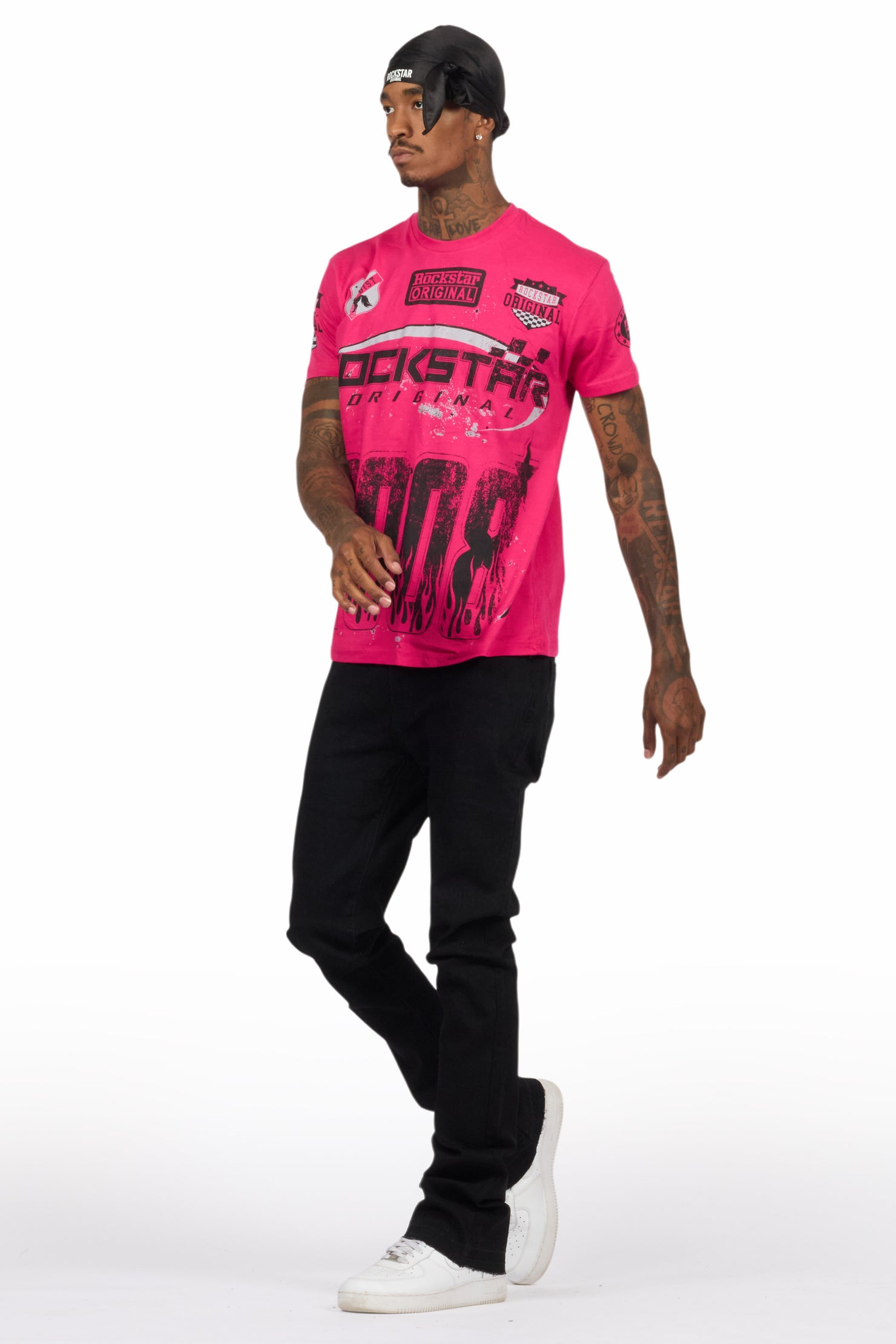 Amos Fuchsia Graphic T-Shirt & Dag Black Jean Bundle