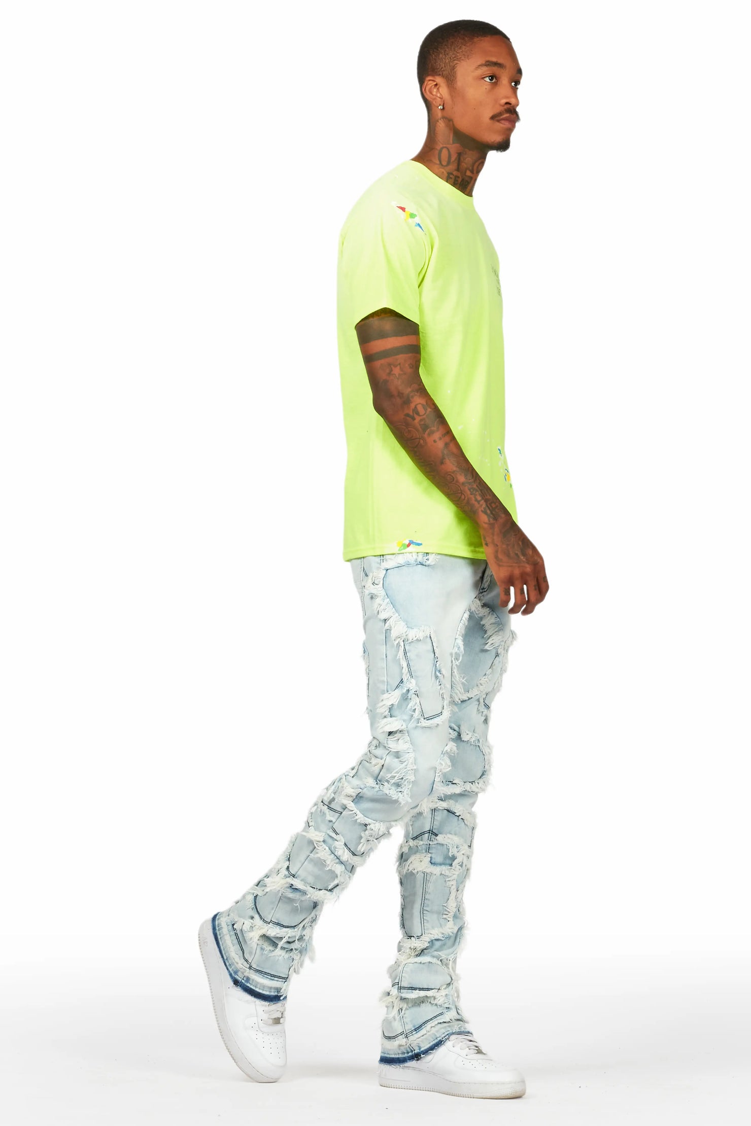 Arturo Light Blue Stacked Flare Jean