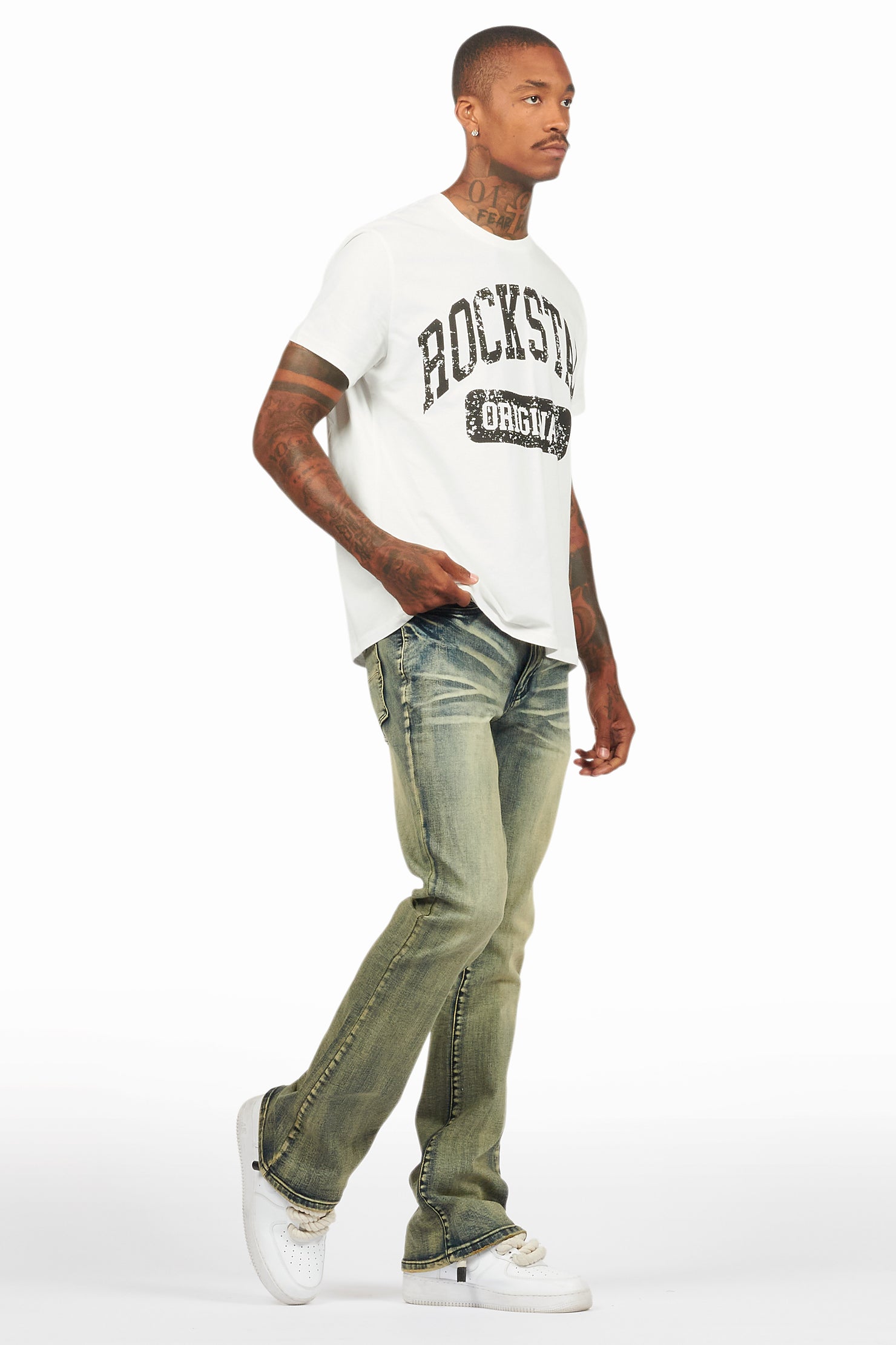 Drick Vintage Blue Regular Fit Flare Jean