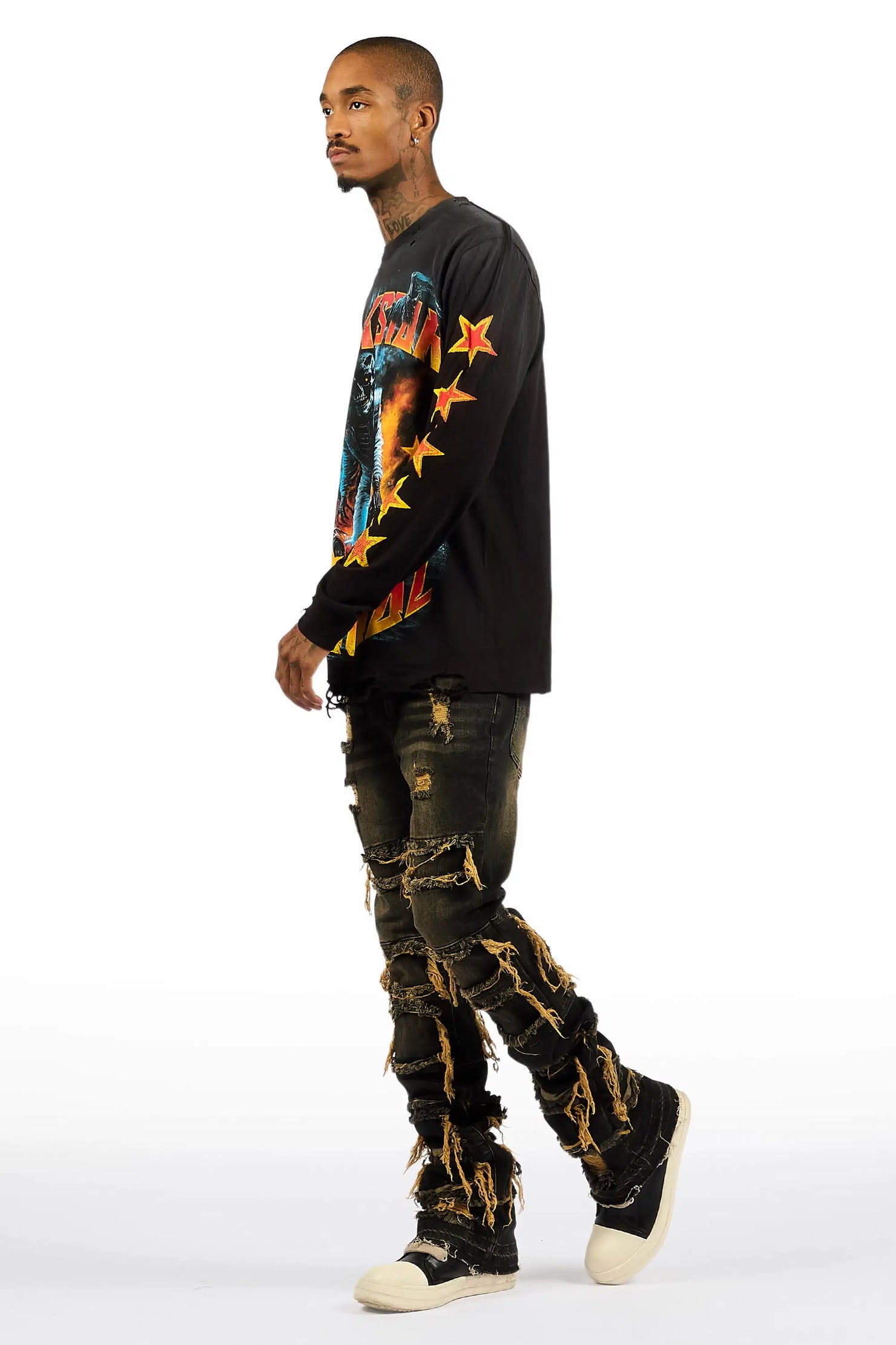 Vasco Tint Grey Stacked Flare Jean