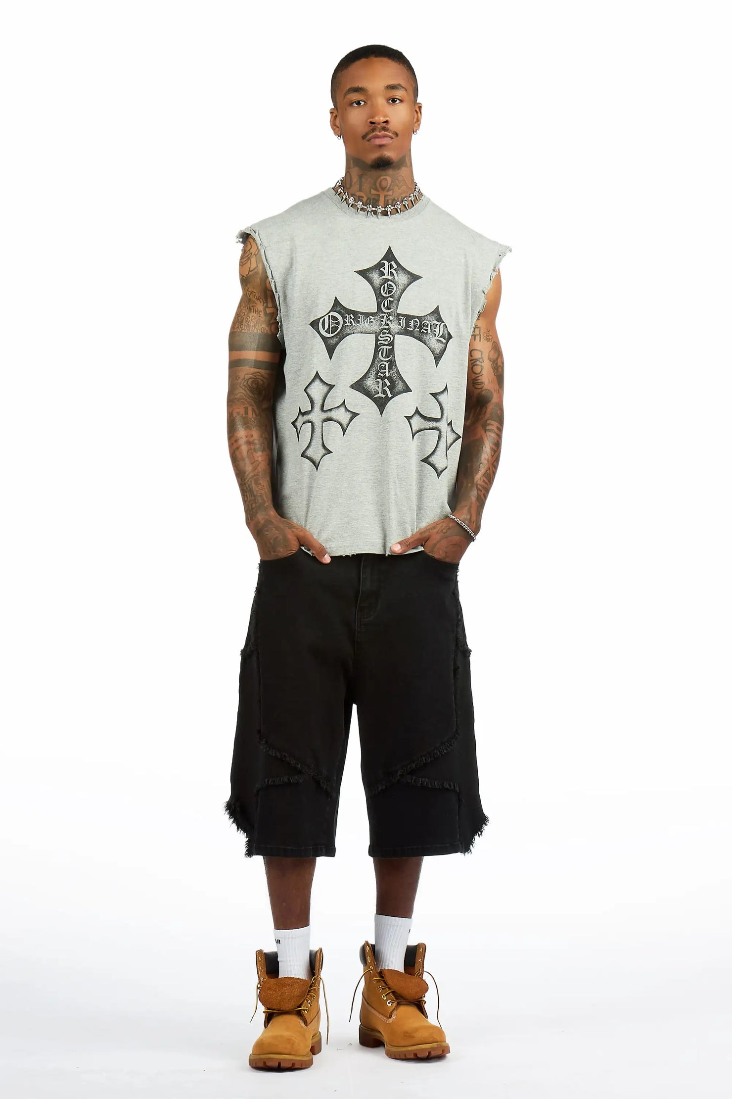Marizon Grey Cut off Tee