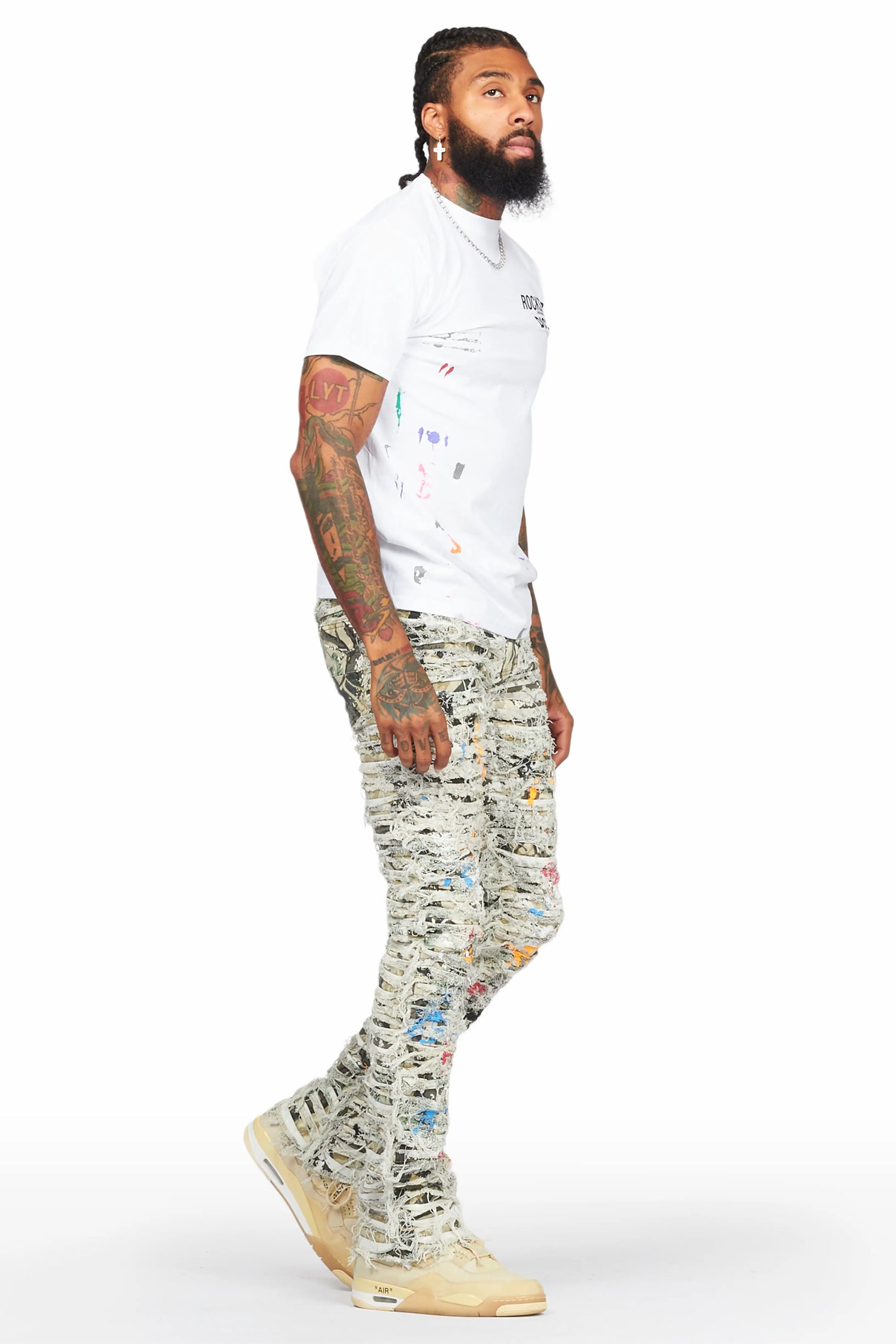 Parish Tree Camo Painter Stacked Flare Jean