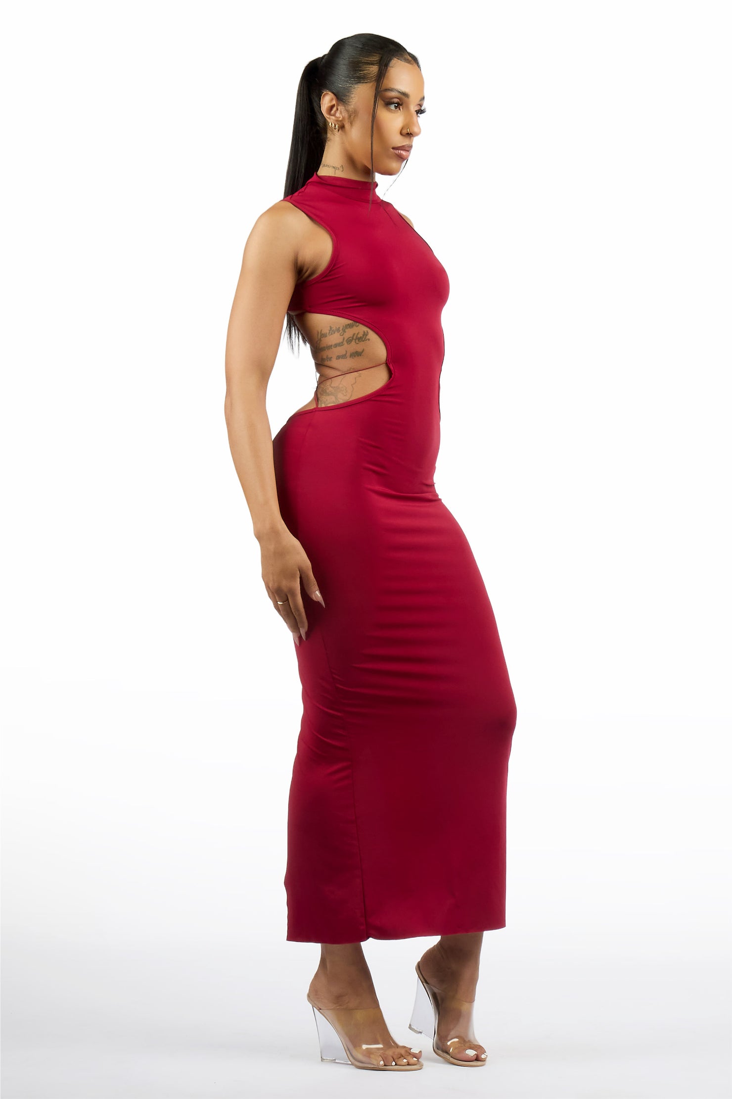 Lo-Fly Butterfly Back Burgundy Maxi Dress