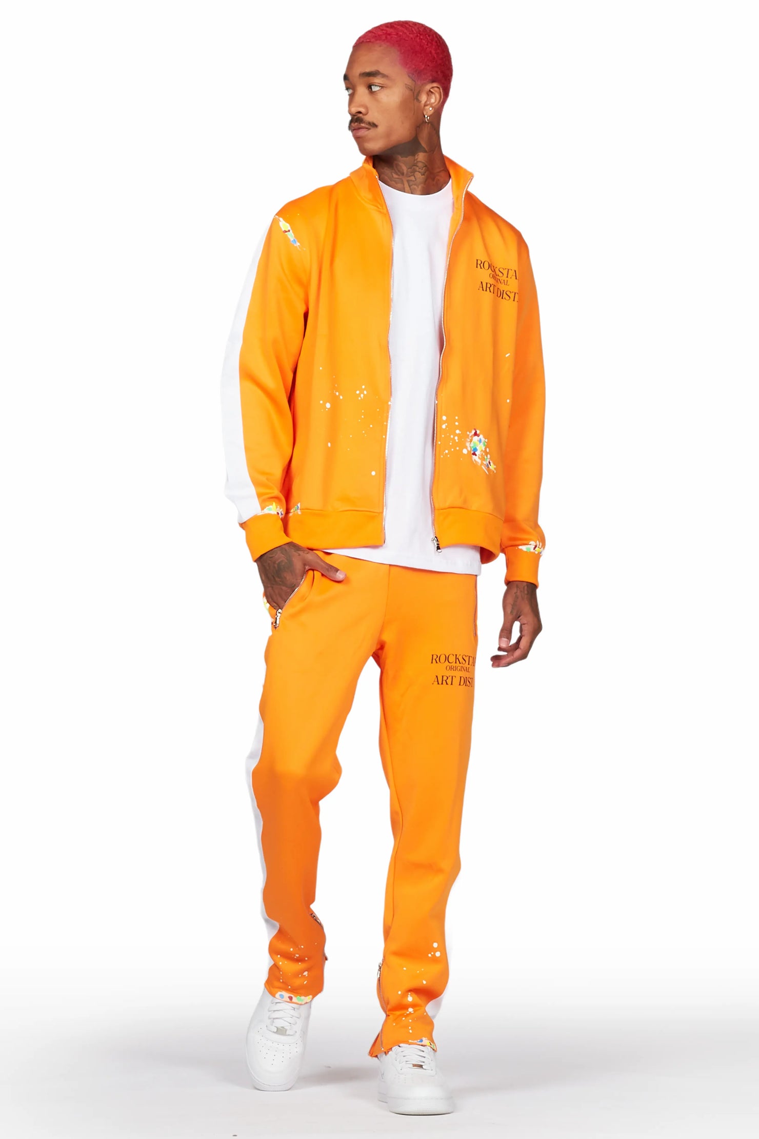 Rockstar Art Dist. Orange Tricot Slim Fit Track Set