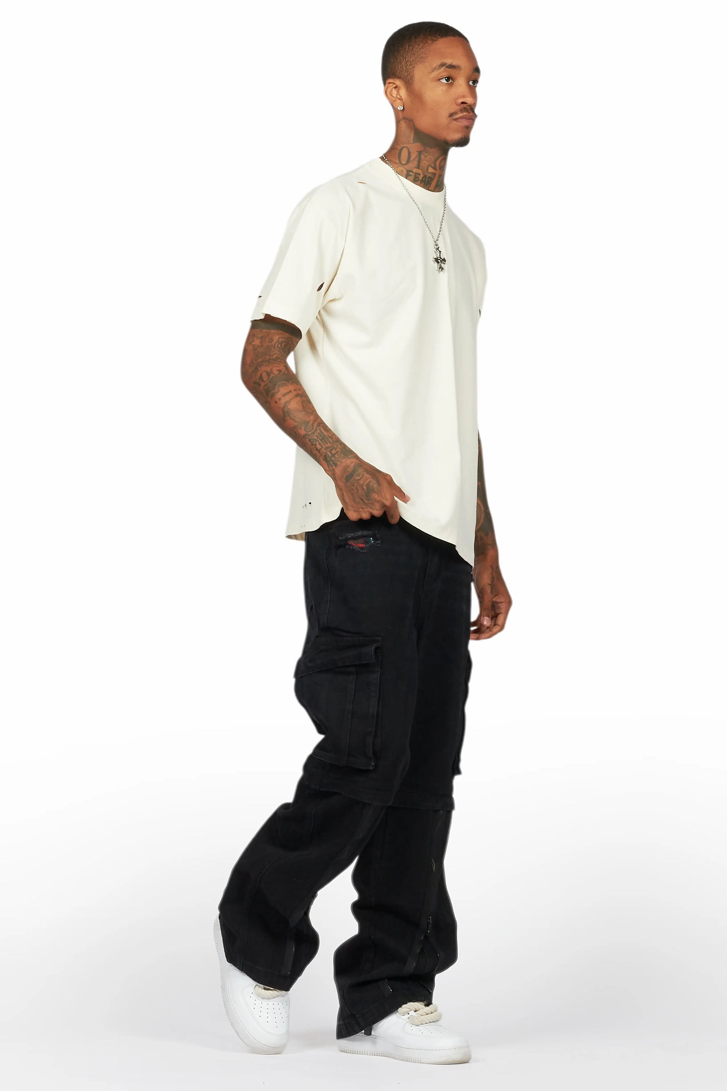 Rupert Black Baggy Fit Zip Off Jean