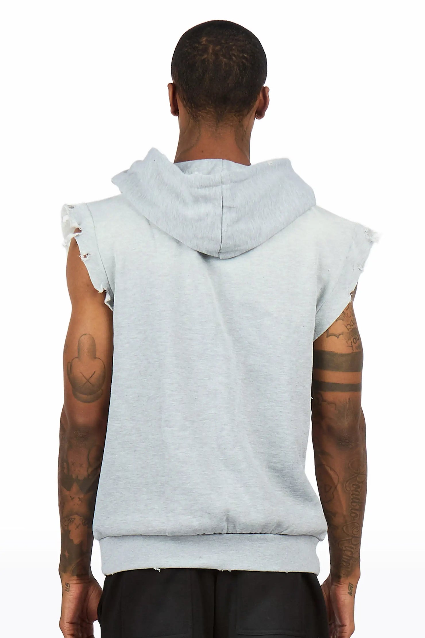 Waller Heather Grey Cut Sleeve Hoodie