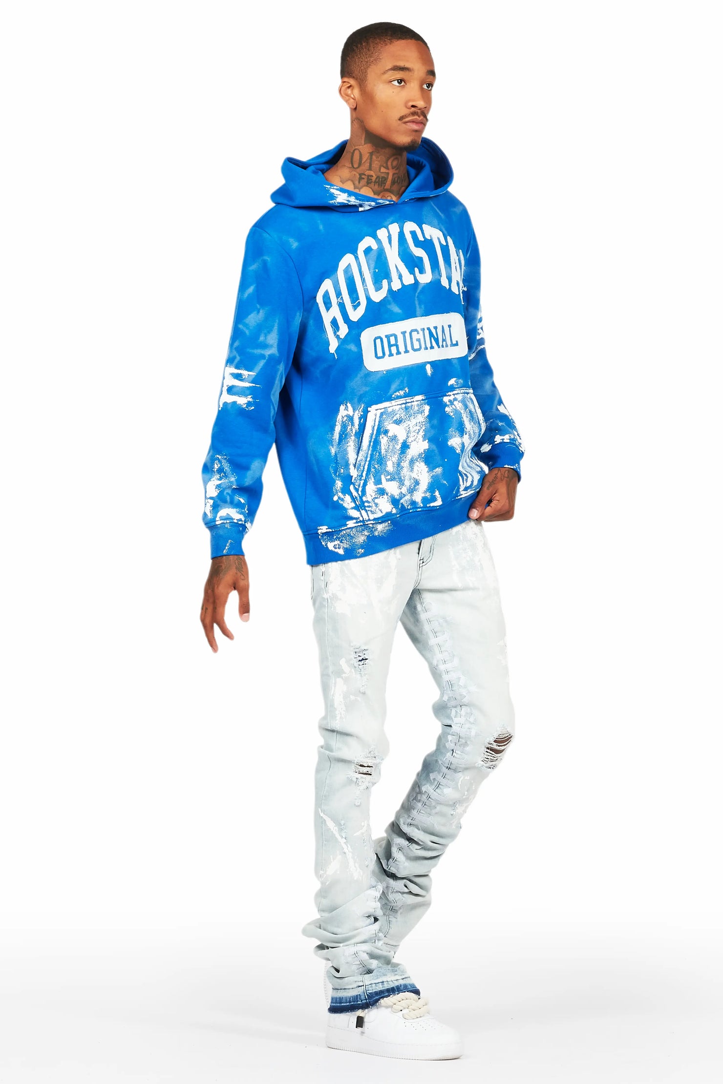 Datu Blue Painter Super Stacked Flare Jean