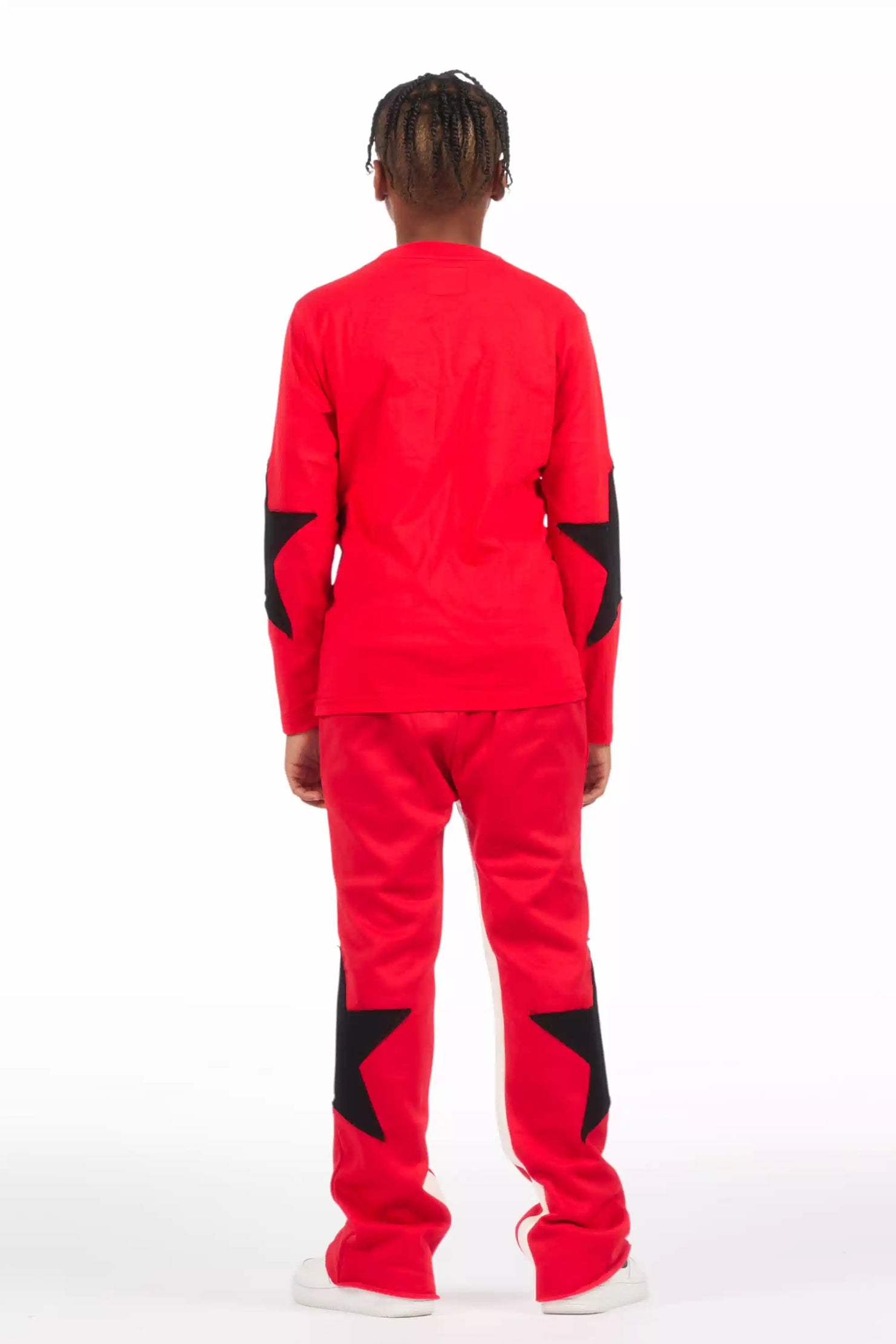 Boys States Red/Black Long Sleeve T-Shirt Track Set