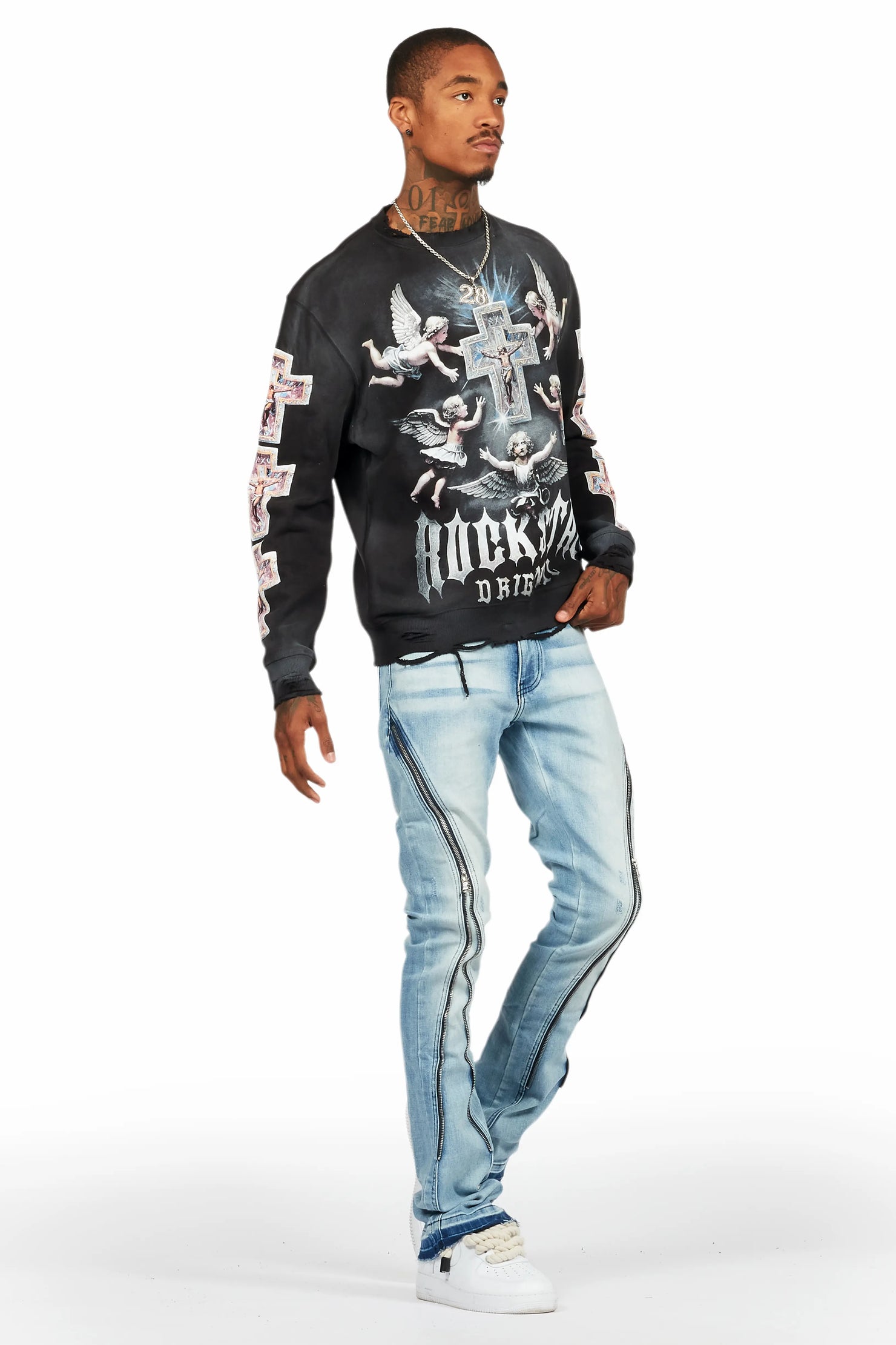 Rani Blue Stacked Flare Jean