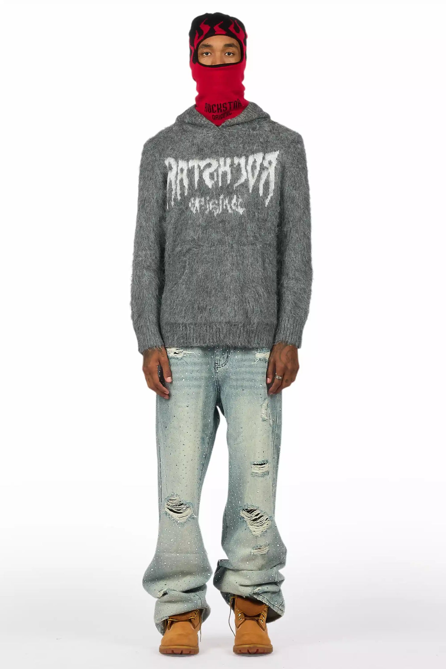 Andros Reflected Grey Graphic Knitted Hoodie