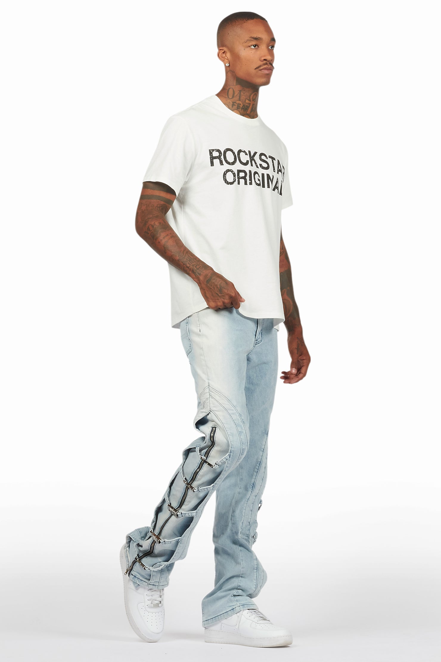 Attila Light Blue Stacked Flare Jean