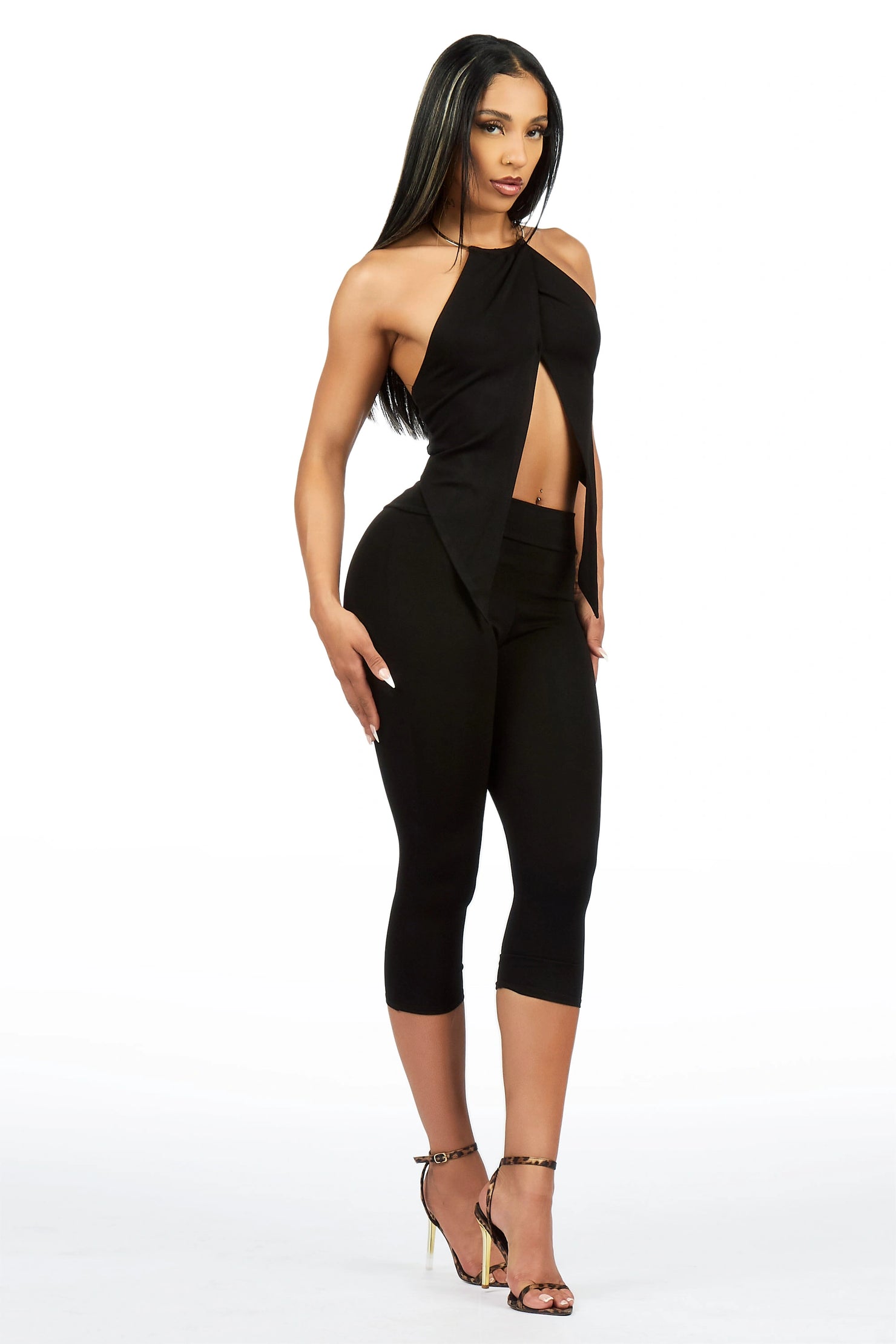Fly-aay Black 2 pc Capri Set