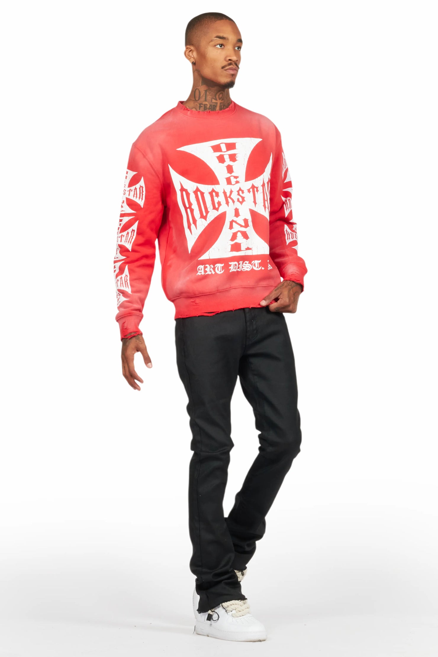 Rebe Black Coated Stacked Flare Jean