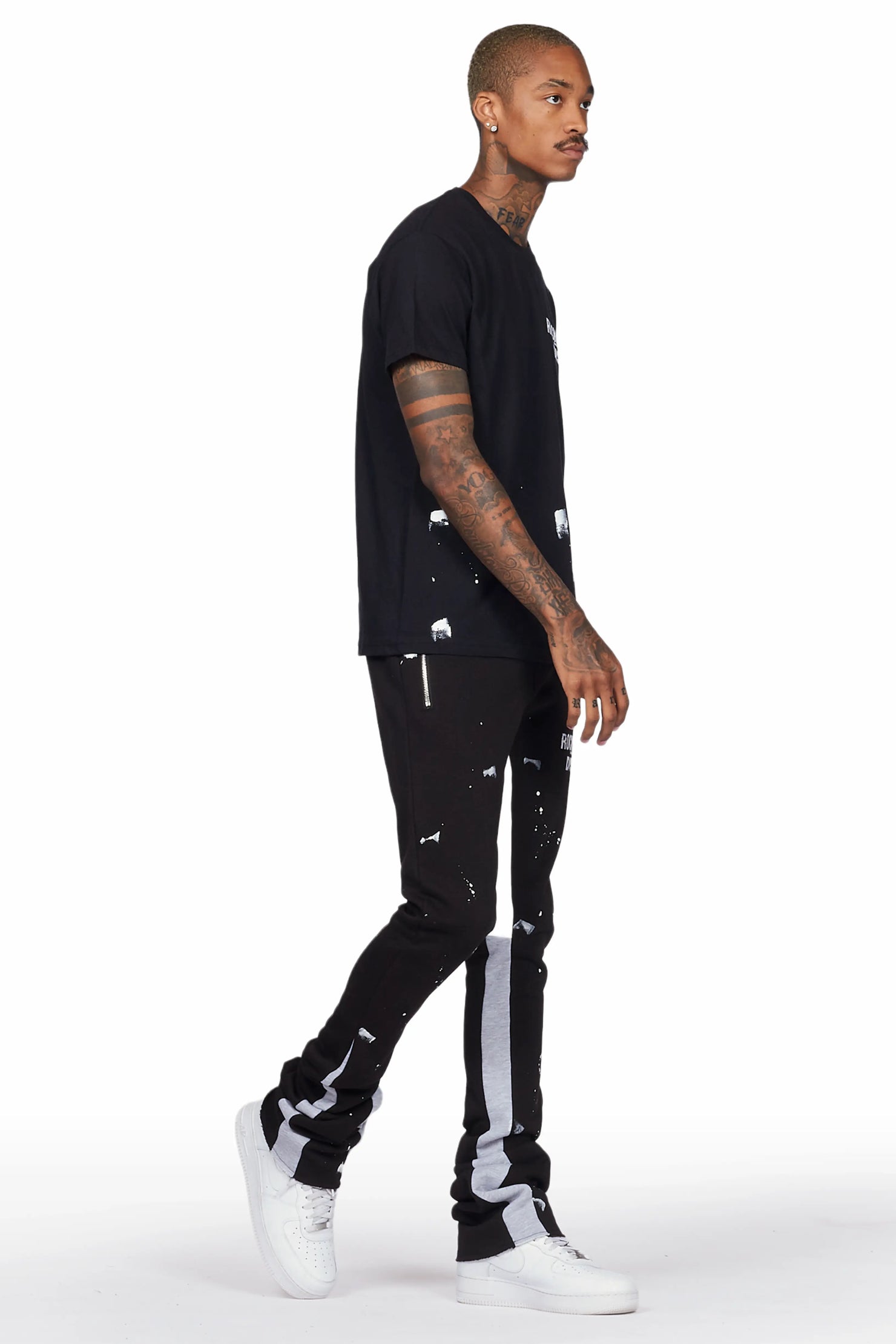 Raffer Black T-Shirt Super Stacked Flare Track Set
