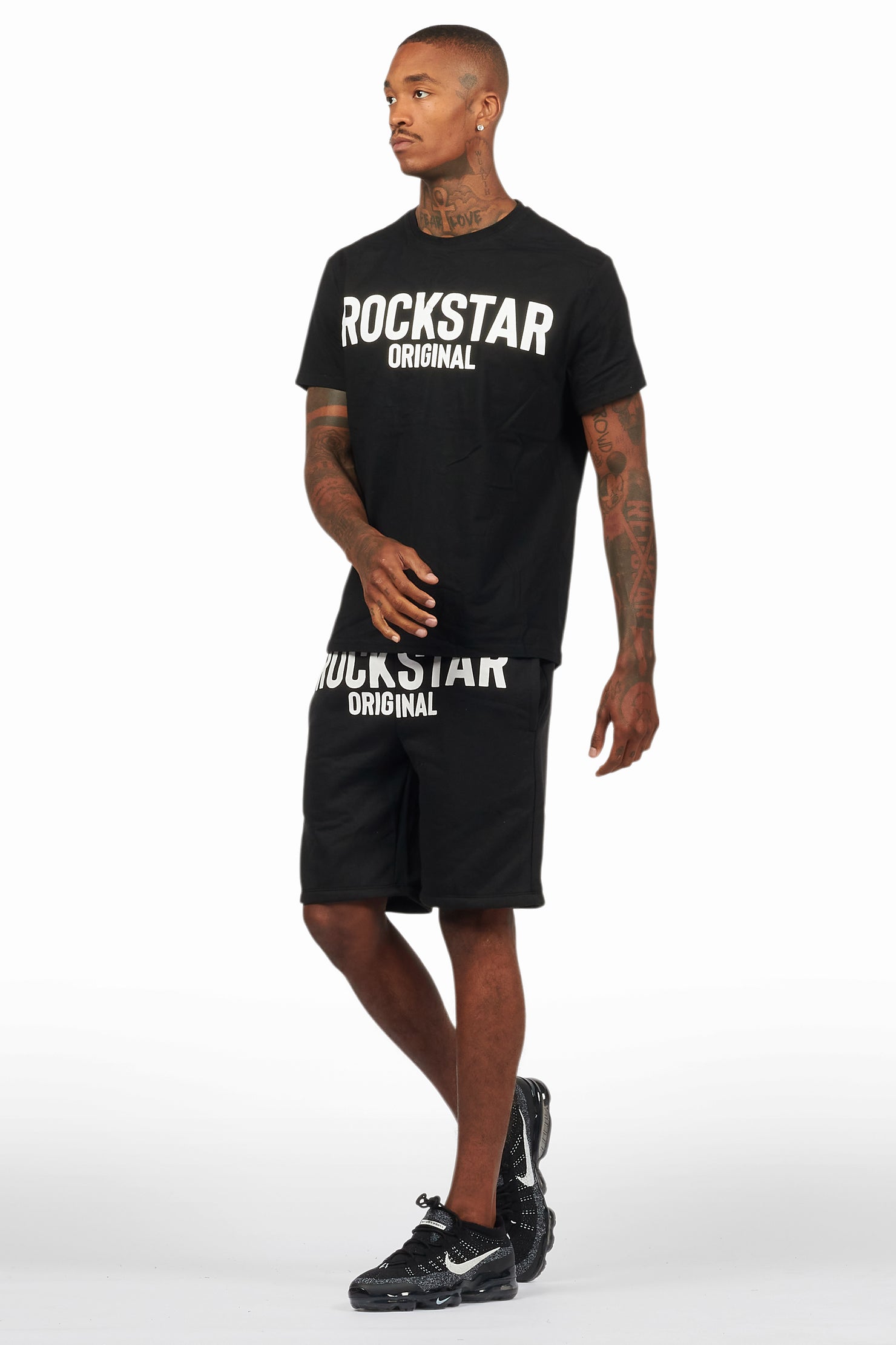 Sana Black/White T-Shirt Short Set