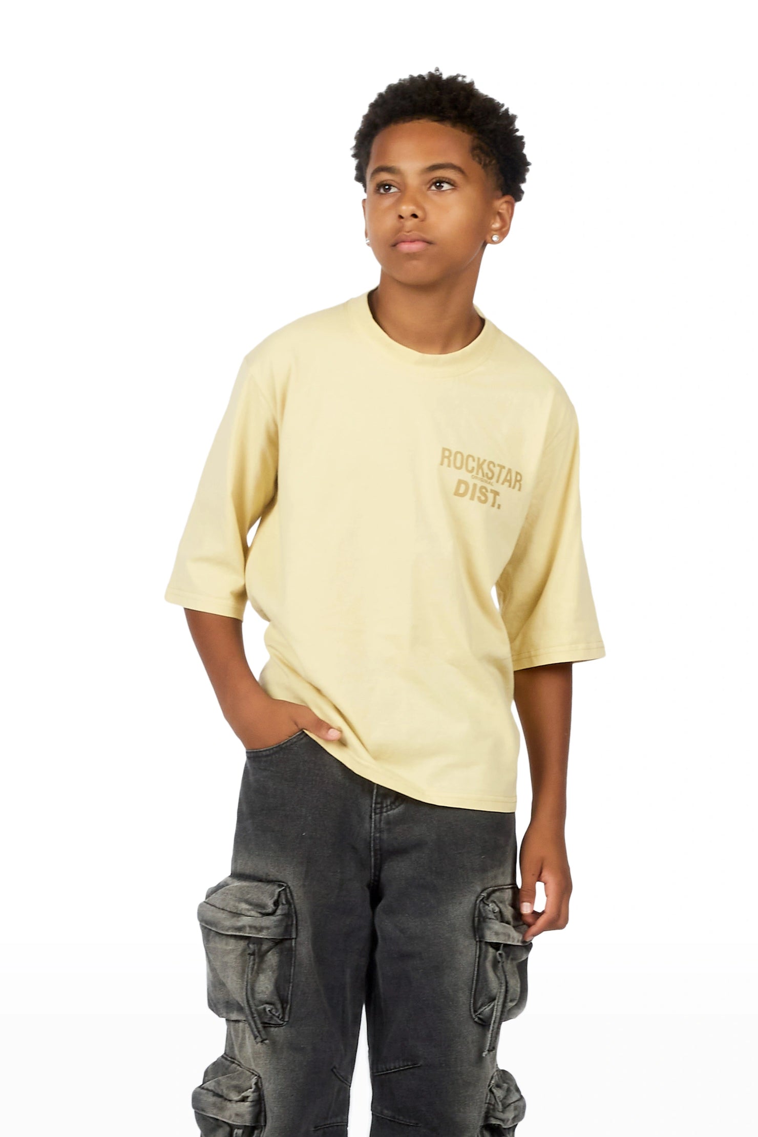 Boys Jolan Beige Boxy T-Shirt