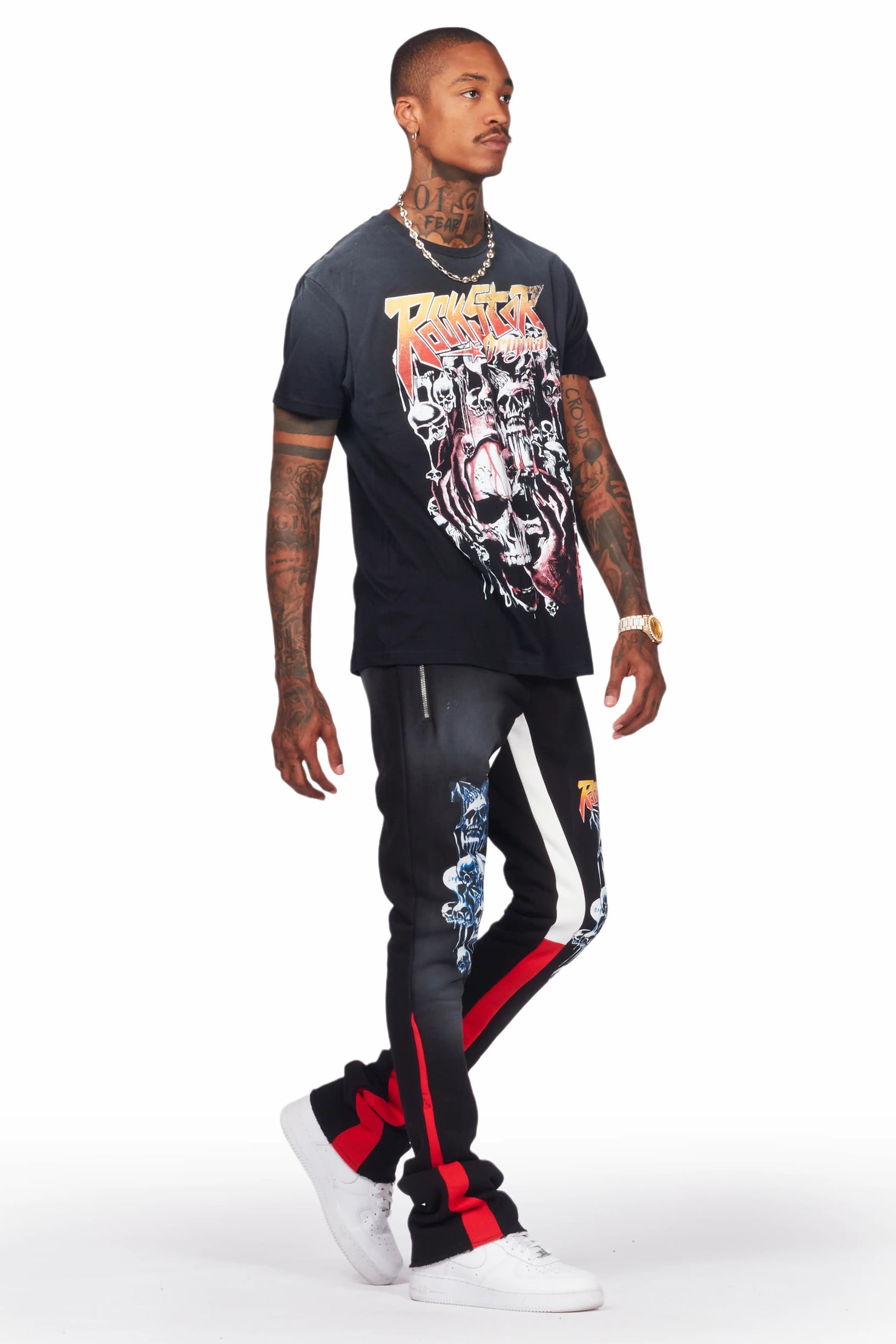 Grady Black T-Shirt/Stacked Flare Track Set