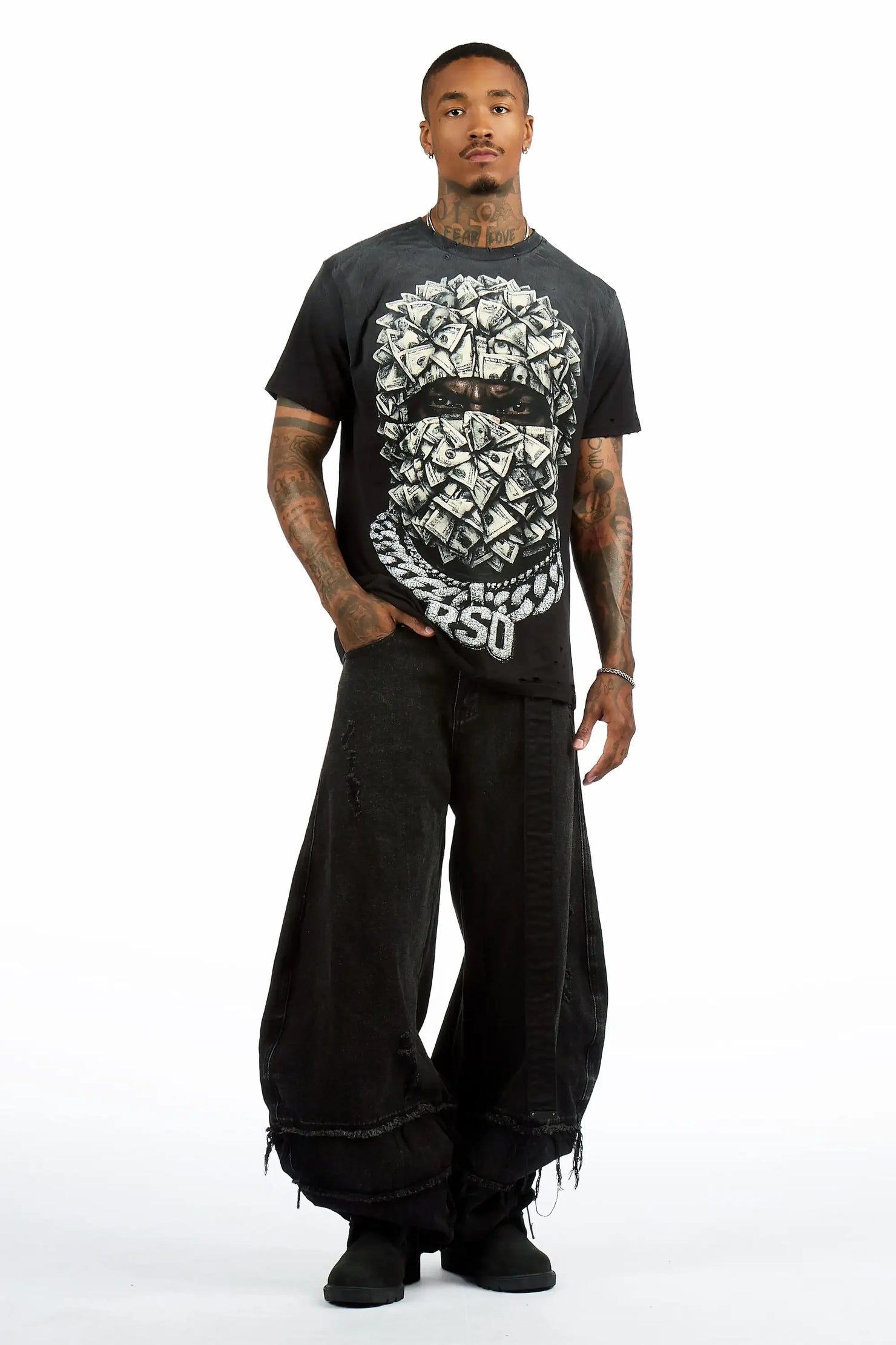 Kairox Black Oversized Graphic T-Shirt