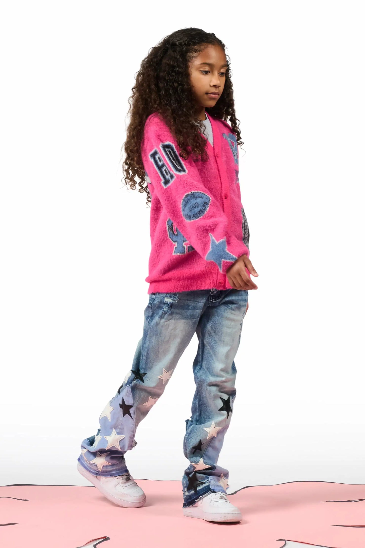 Girls Adella Medium Wash Stacked Jean
