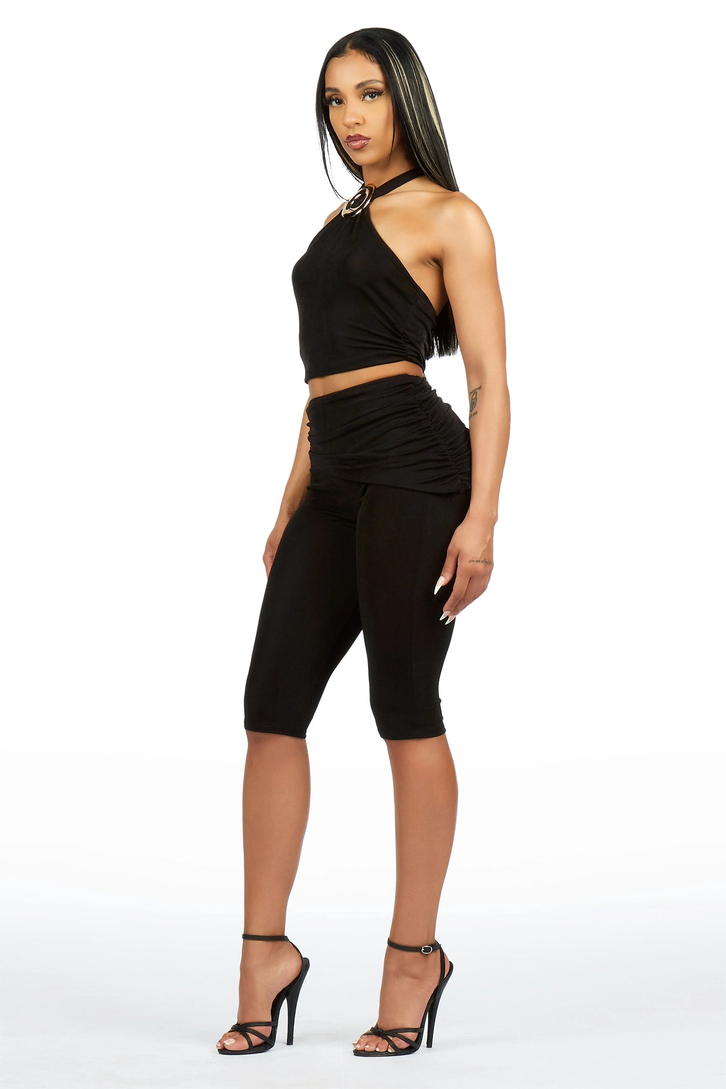 Halter-it Black Capri Set