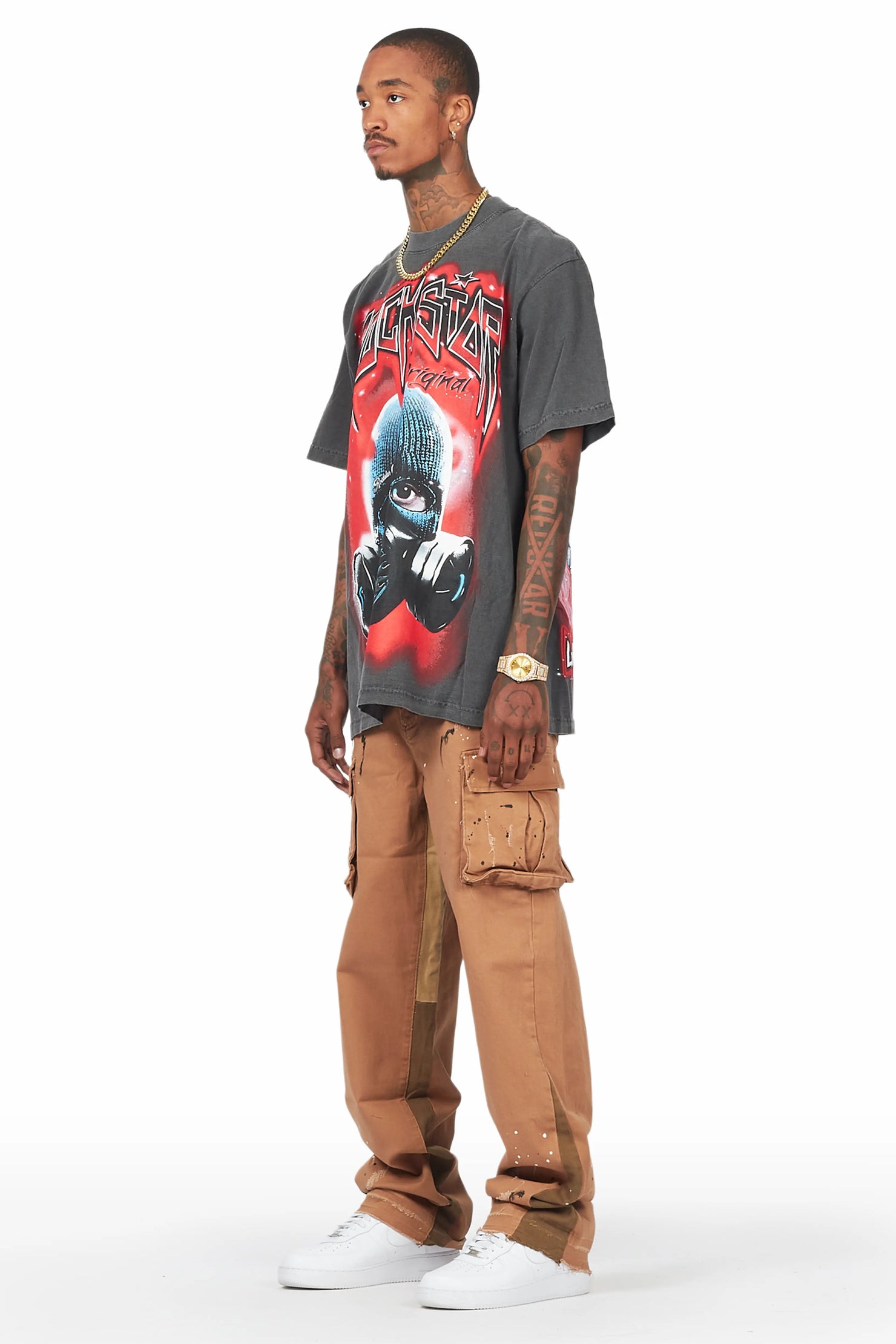 Dubaku Beige Baggy Fit Jean