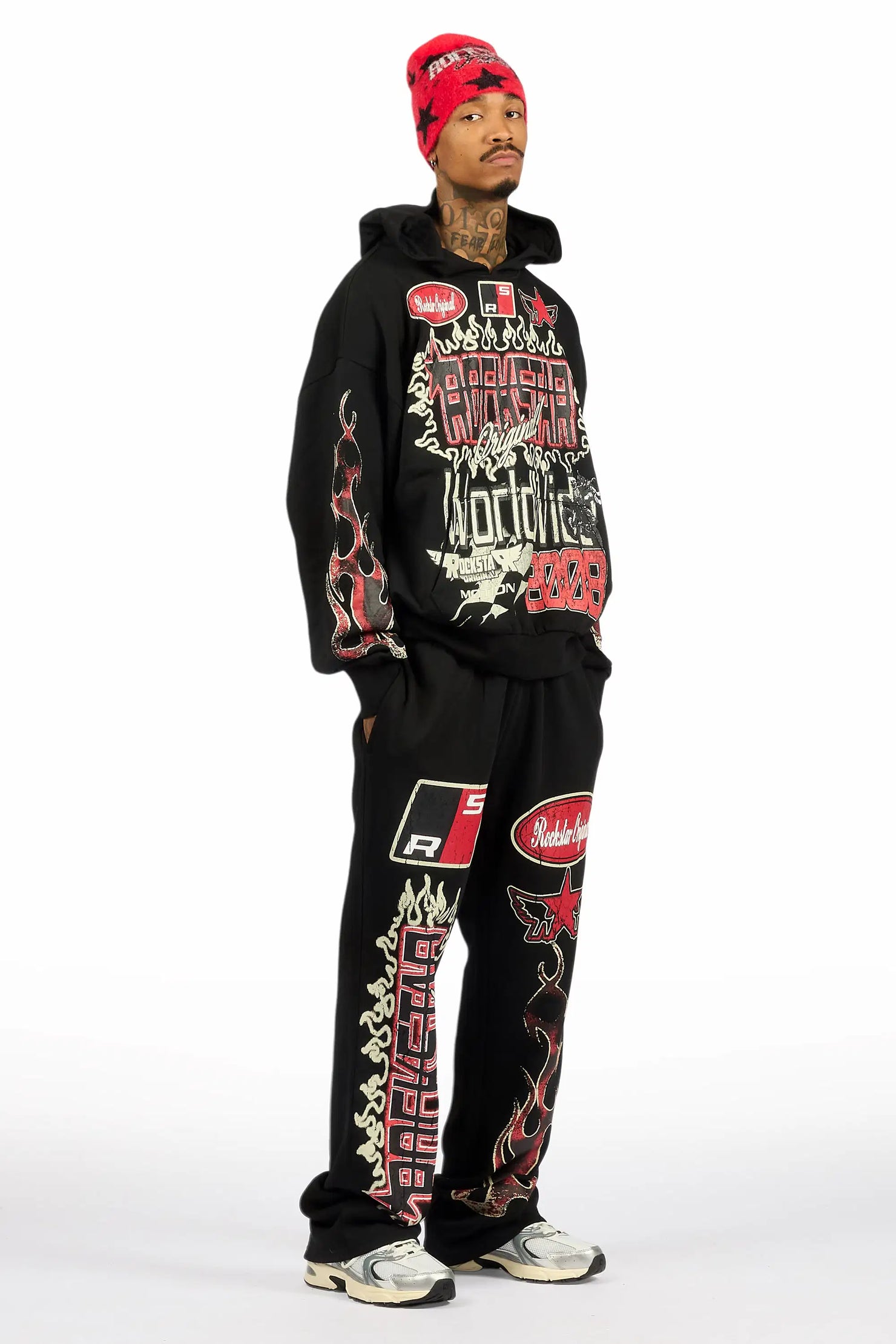 Deangelo Black Hoodie/Baggy Track Pant Set