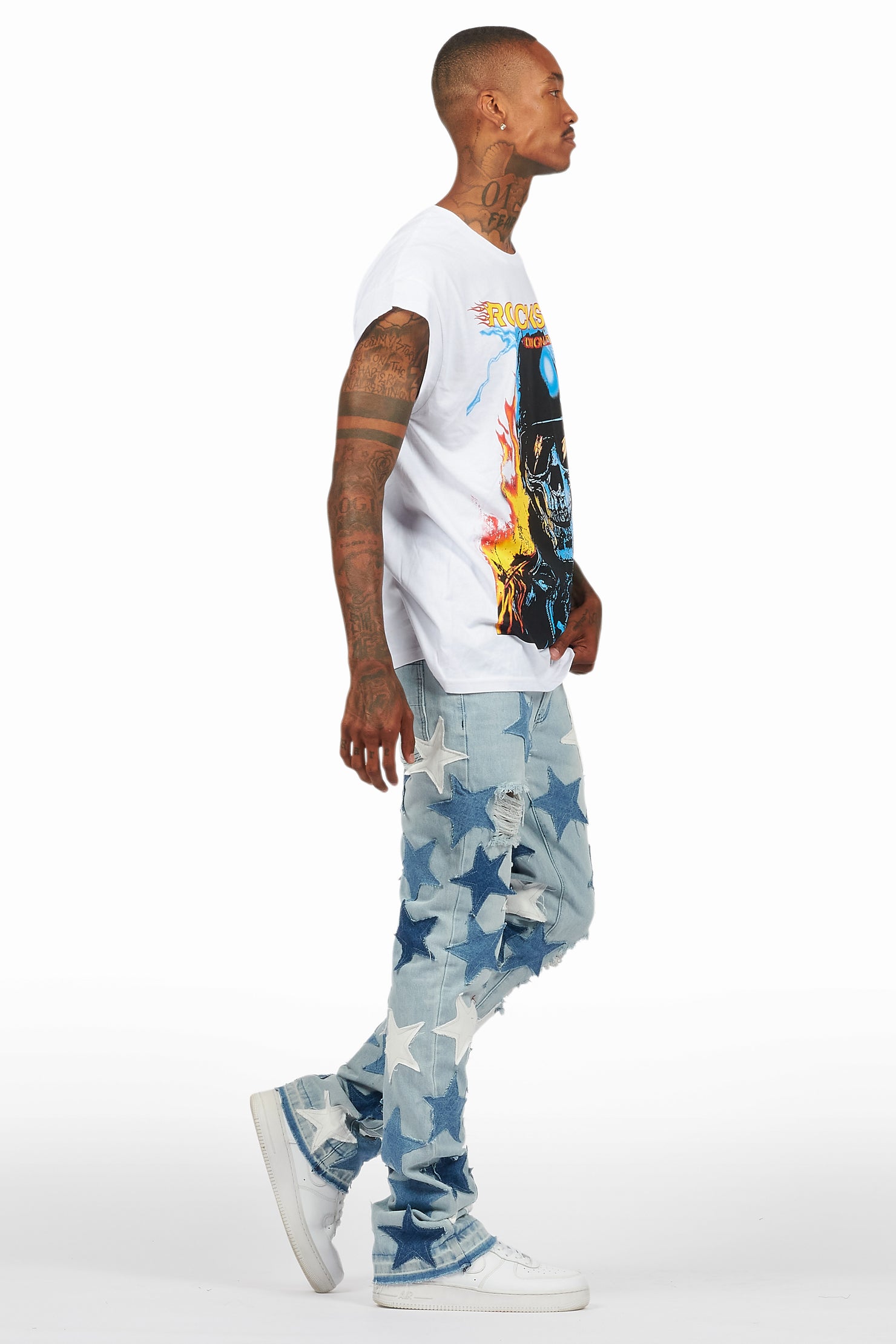 Balius White Graphic Muscle T-Shirt