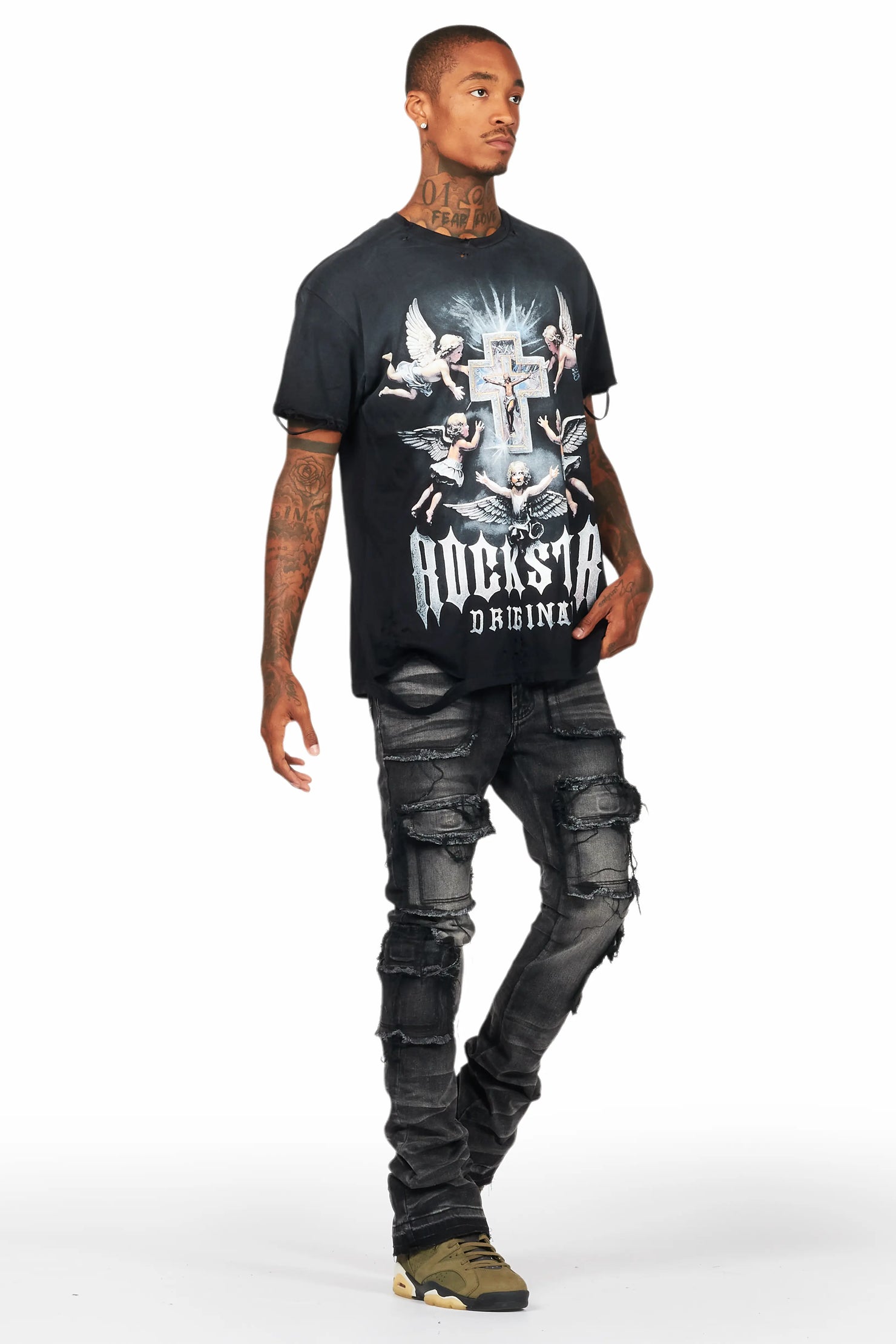 Adem Black Oversized Graphic T-Shirt