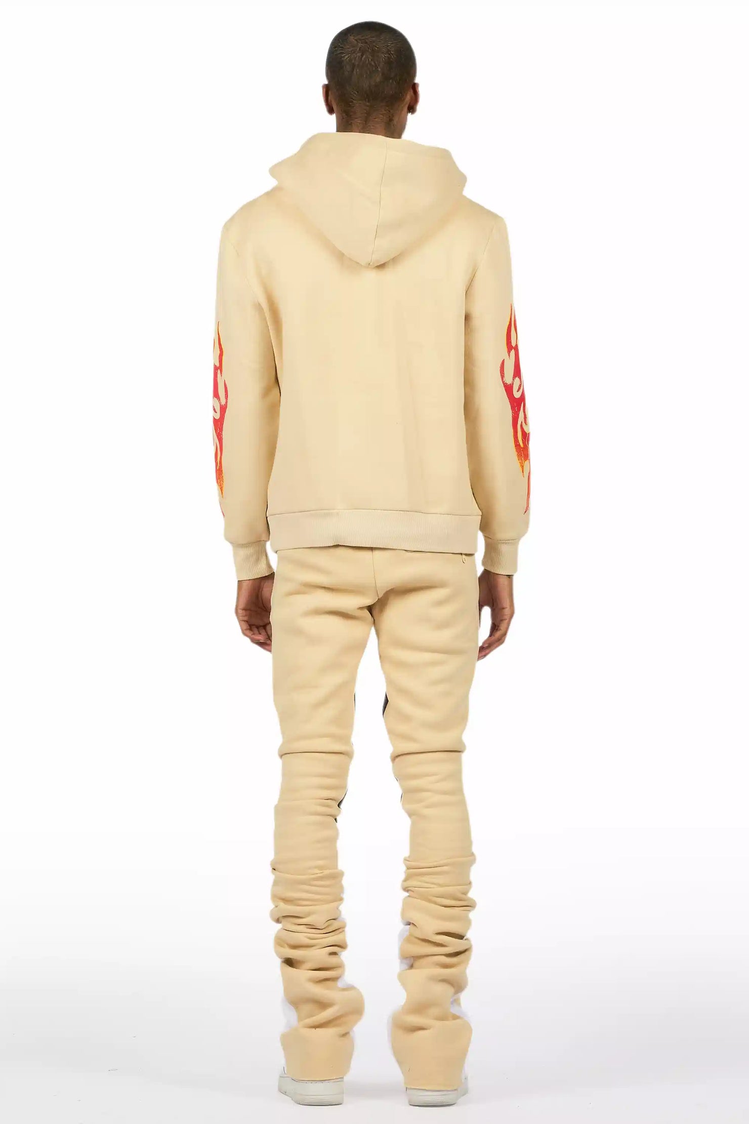 Zo Beige/Red Hoodie/Super Stacked Track Set