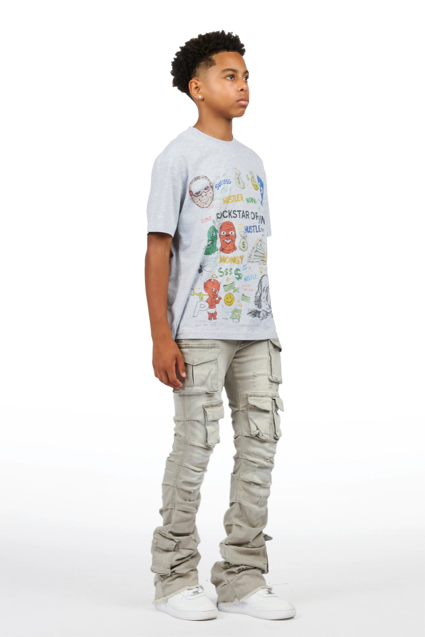 Boys Gentry Grey Stacked Flare Jean