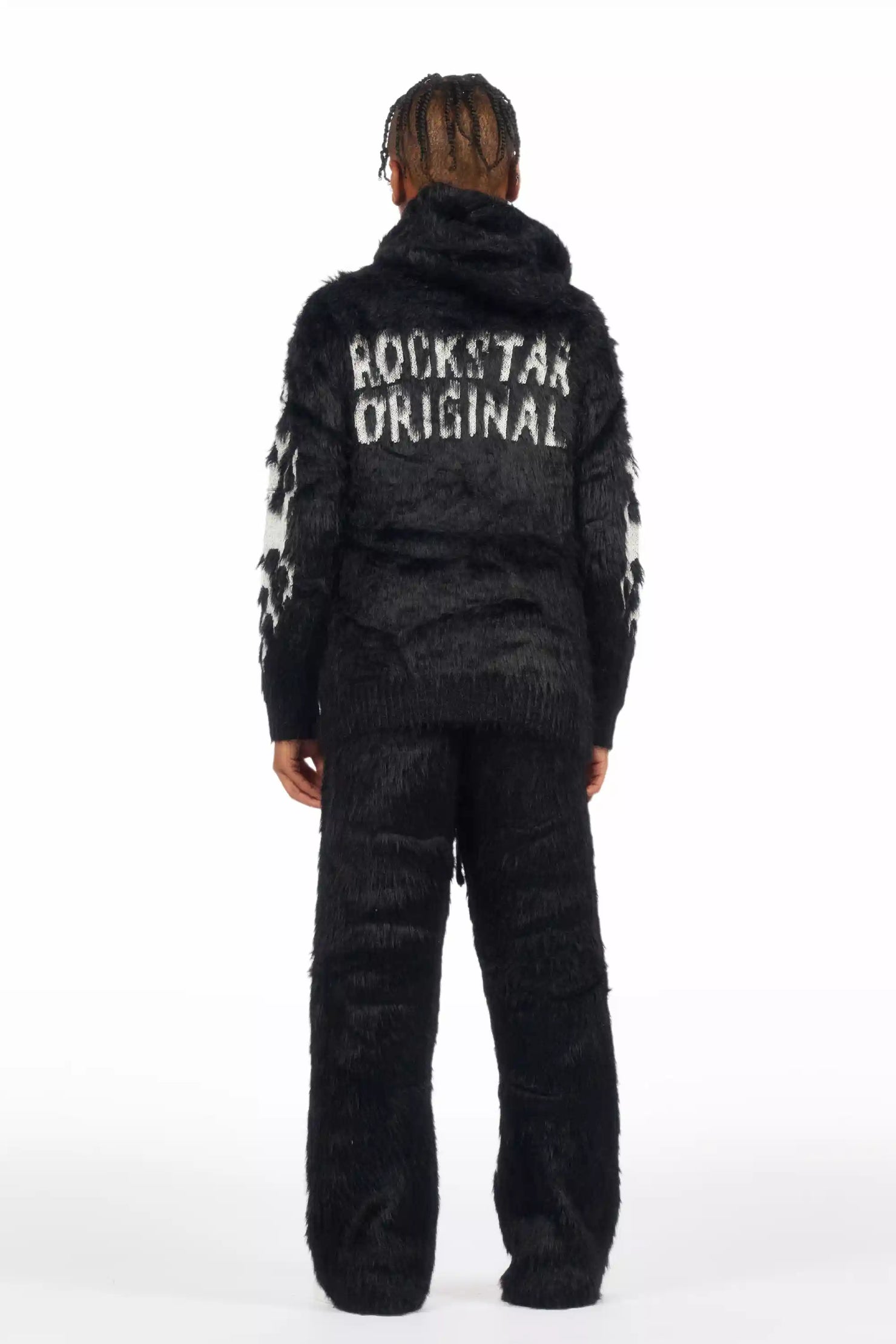 Boys Toshio Black Stacked Flare Knitted Mohair Track Set