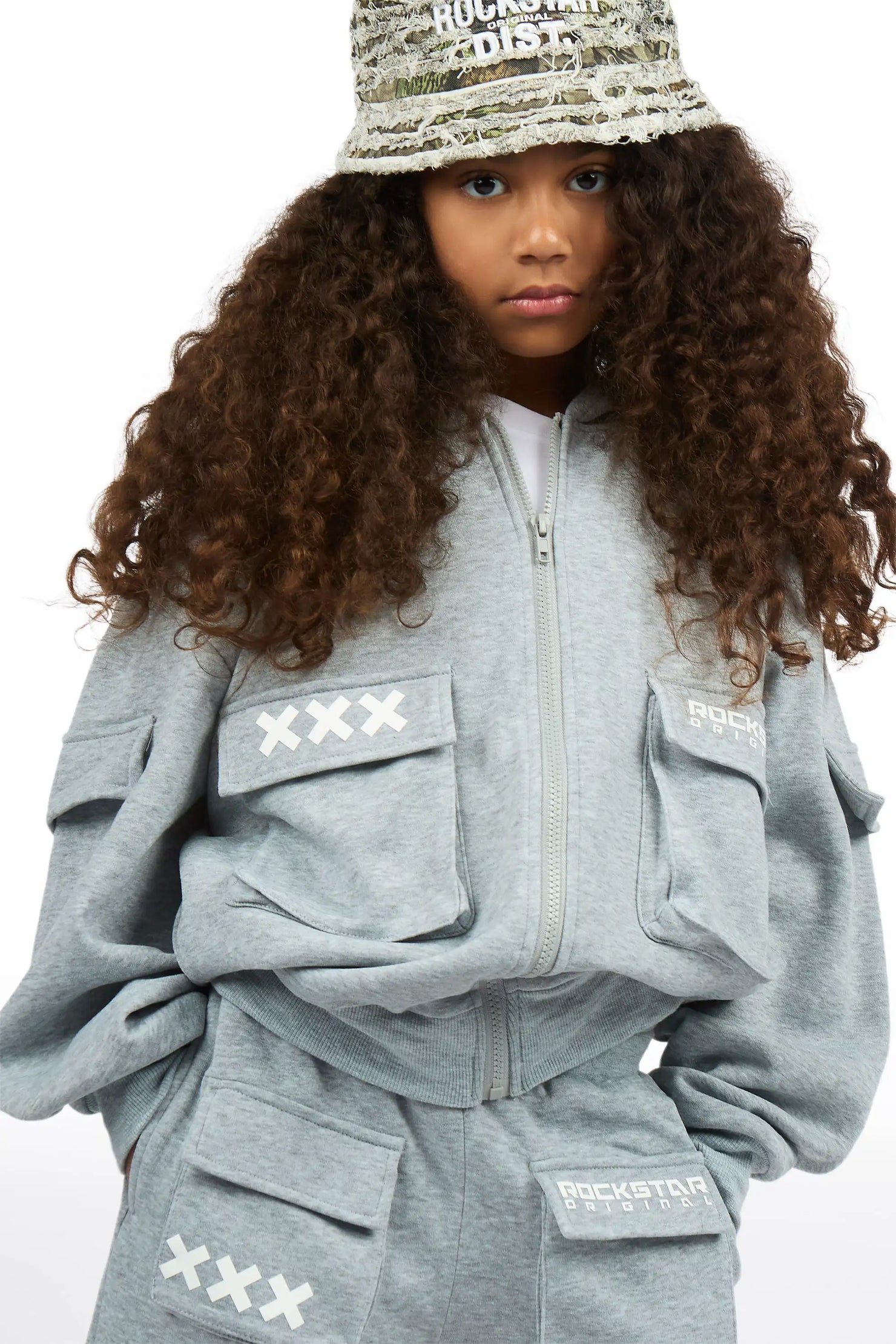 Girls Natanya Heather Grey Short Set