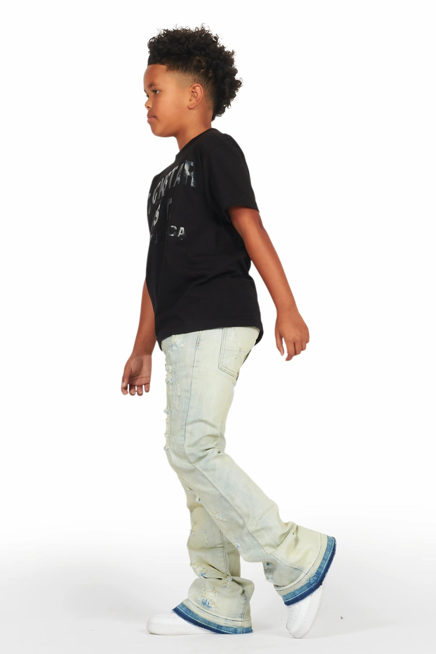 Boys Holibert Light Blue Stacked Flare Jean