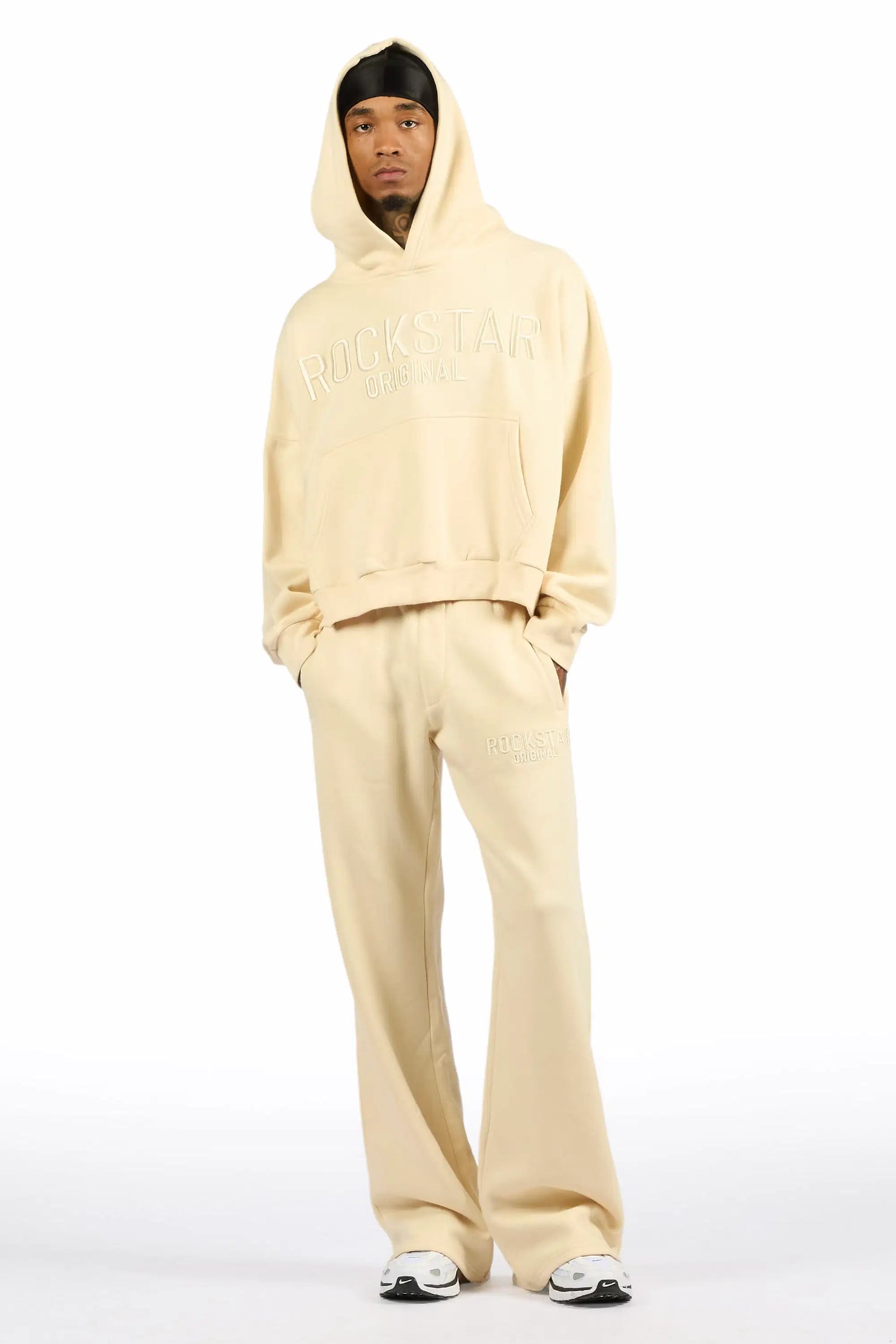 Alpha Beige Hoodie/Baggy Track Pant Set
