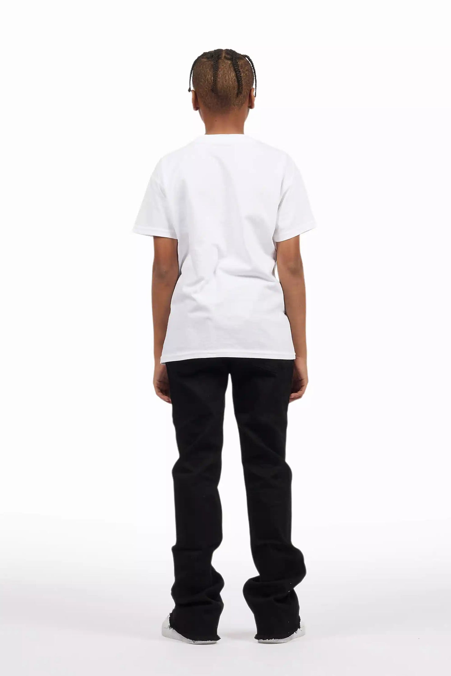 Boys Josiah Black Stacked Flare Jean