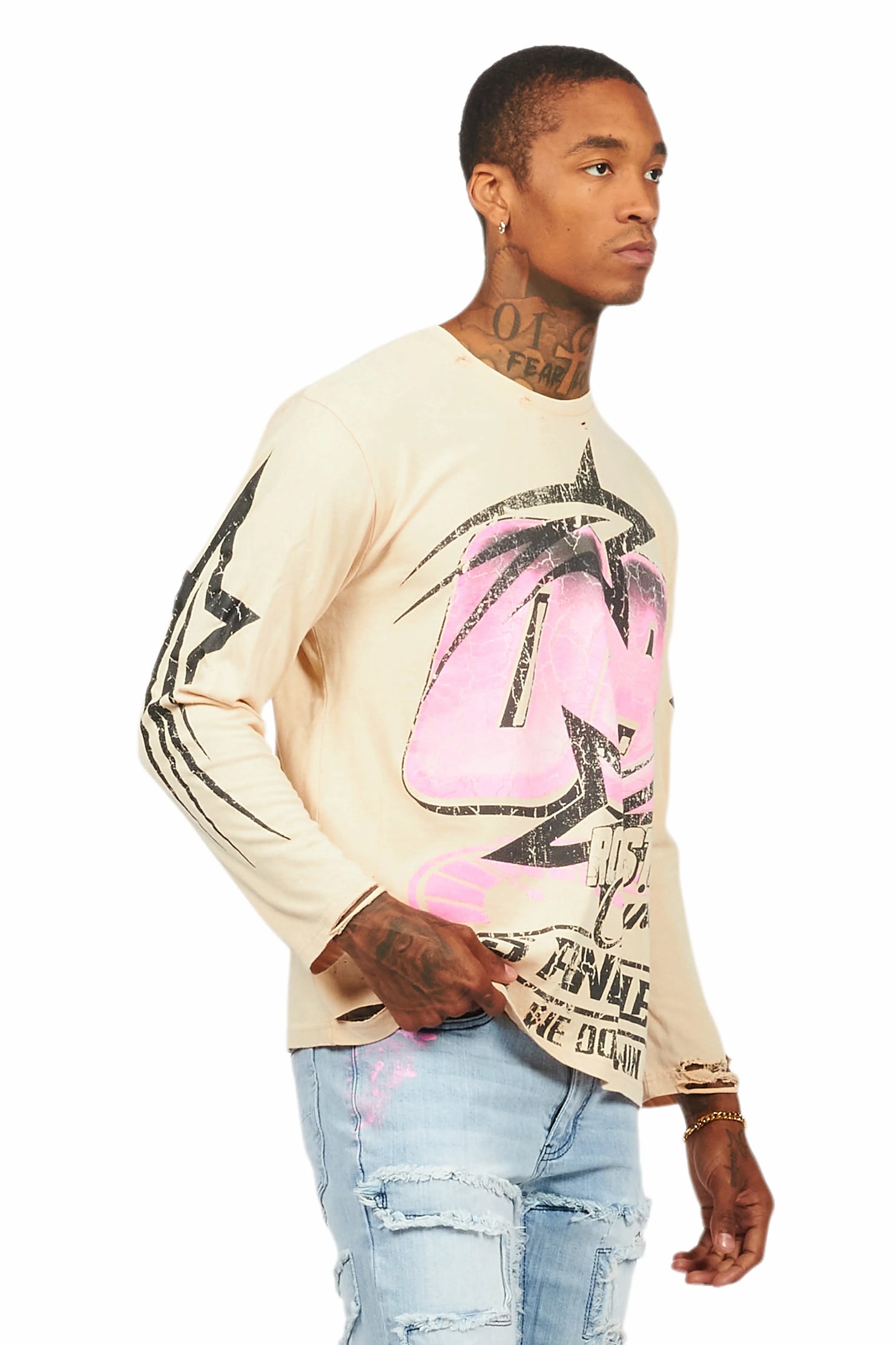Kastell Vintage Sand Long Sleeve Graphic T-Shirt
