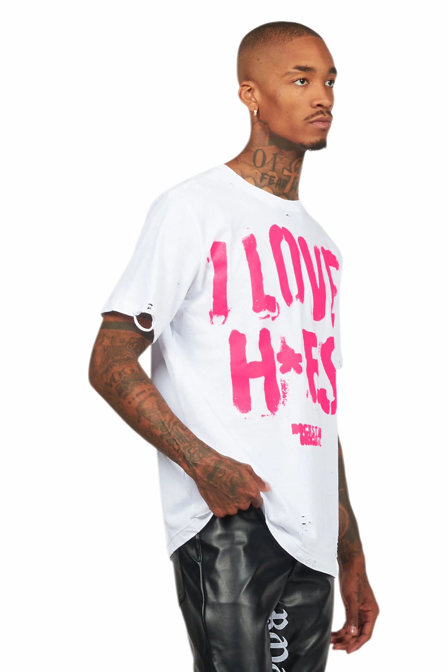 Banyan White/Pink Graphic Oversized T-Shirt