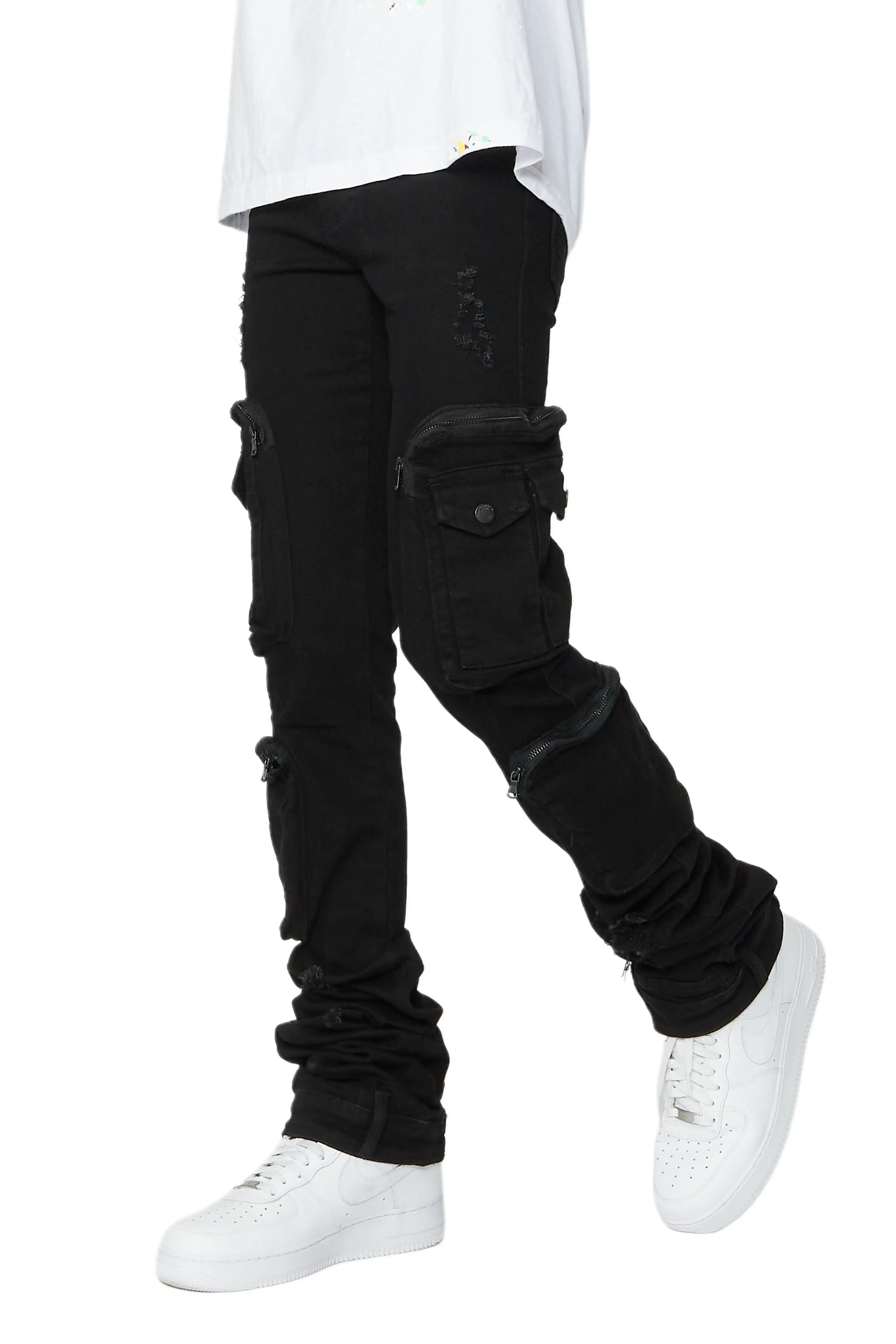 Sutton Black Super Stacked Flare Jean
