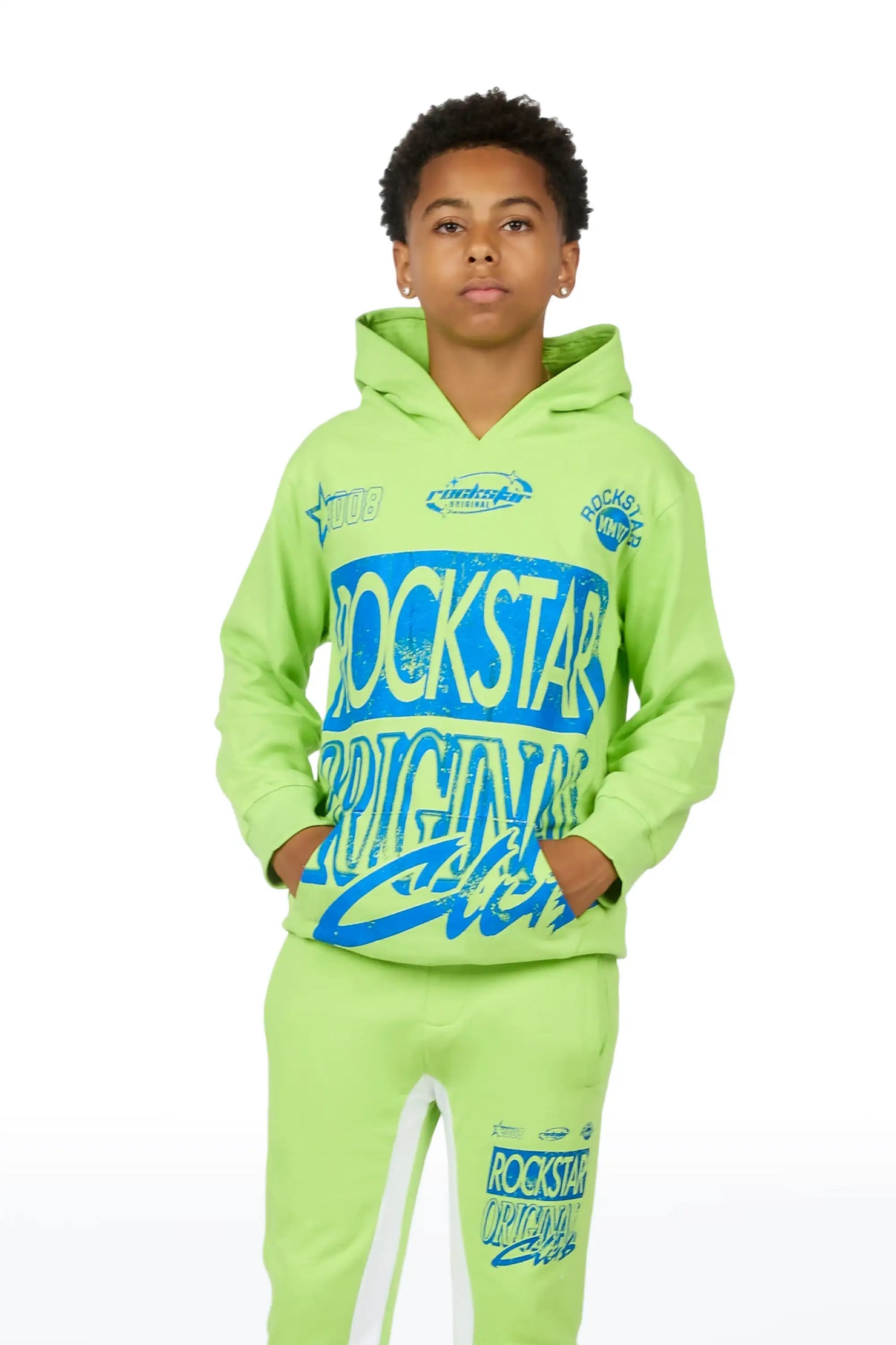 Boys Rylok Neon Yellow/Navy Hoodie Track Set