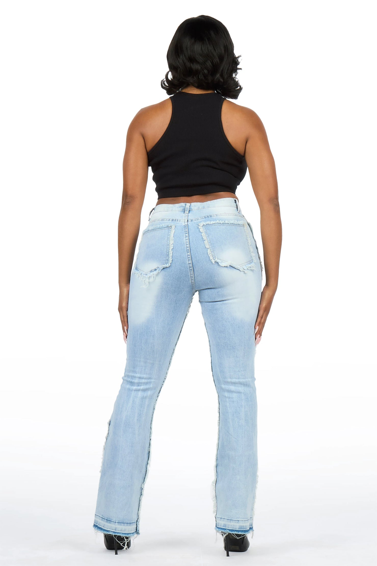 Nyxia Light Wash Cargo Super Stacked Jean