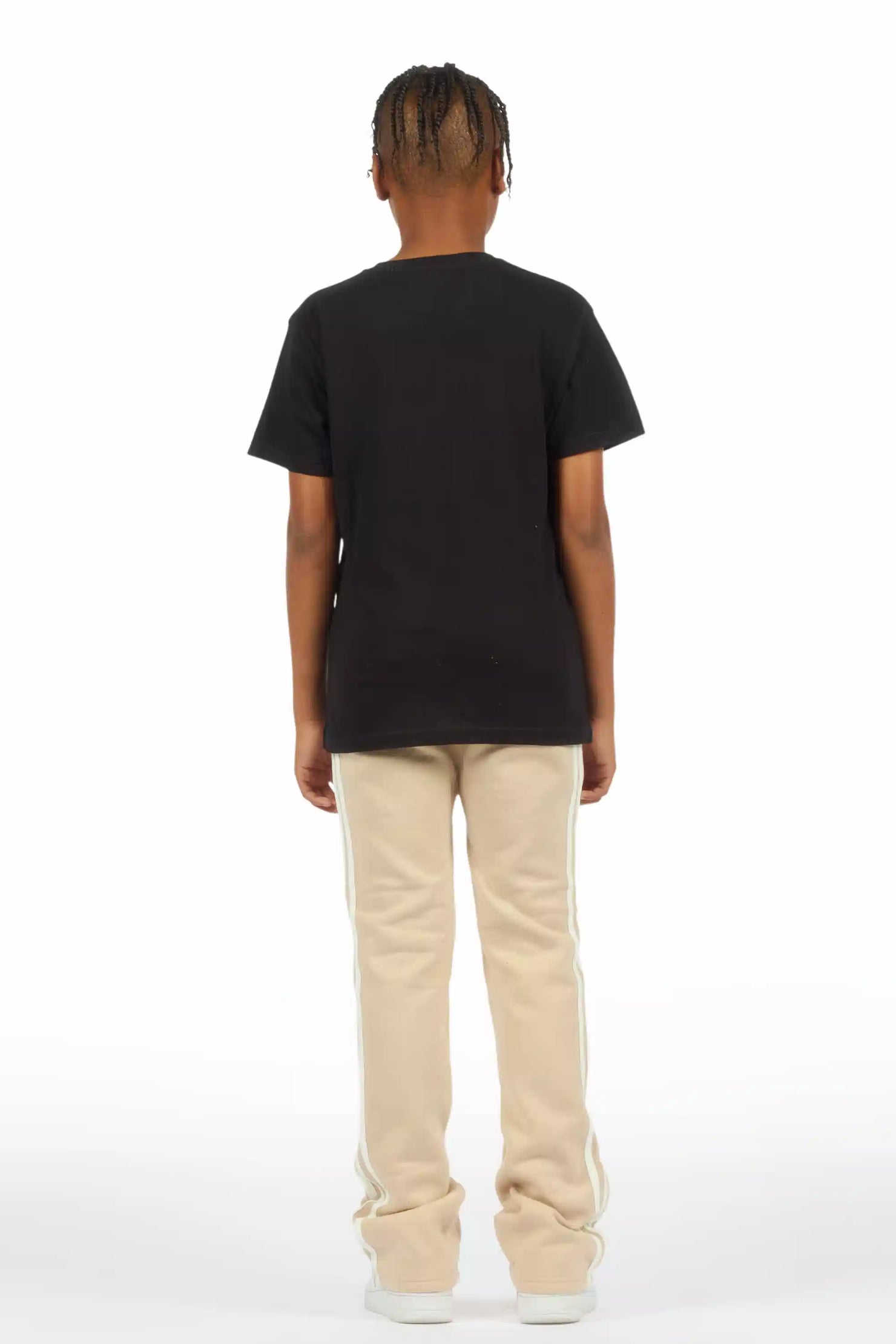 Boys Gerrit Beige Stacked Baggy Track Pant
