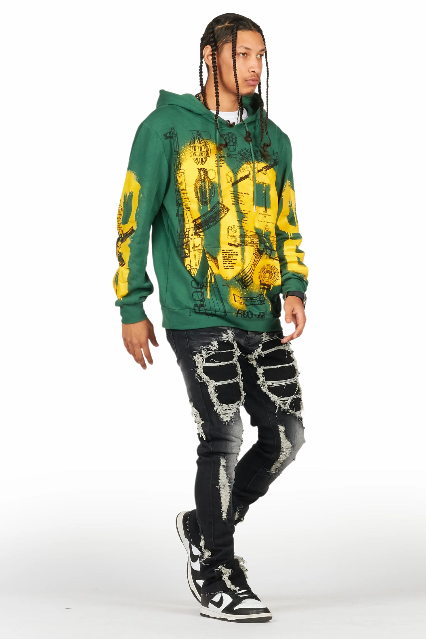 Fateh Dark Grey  Stacked Flare Jean