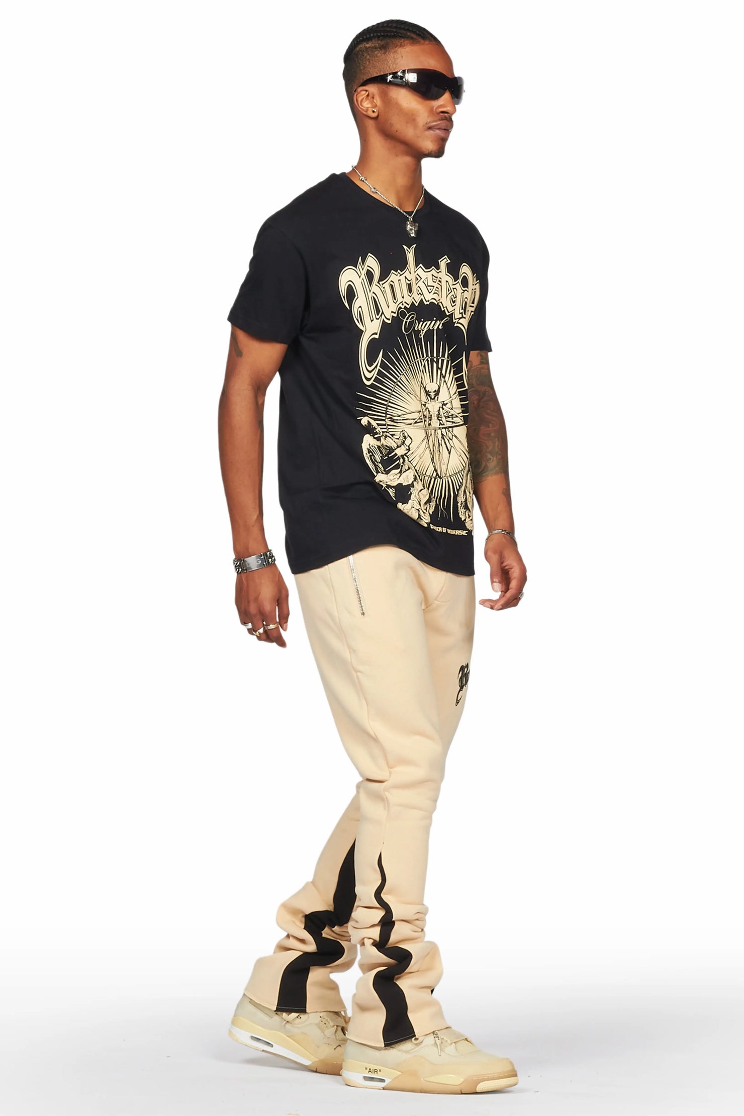 Yarden Black/Beige T-Shirt Stacked Flare Track Set