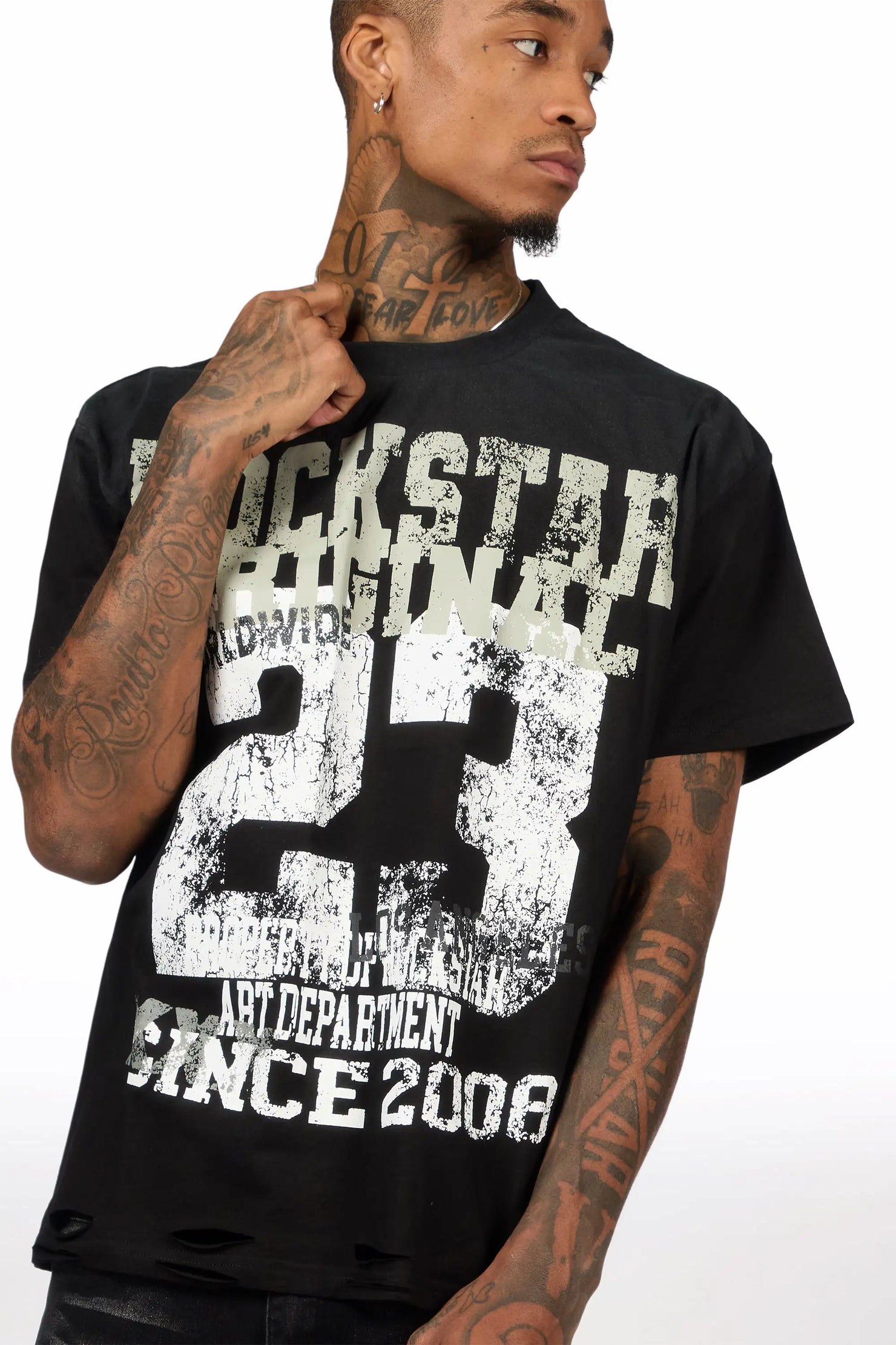 Kyvaris Black Oversized Graphic T-Shirt