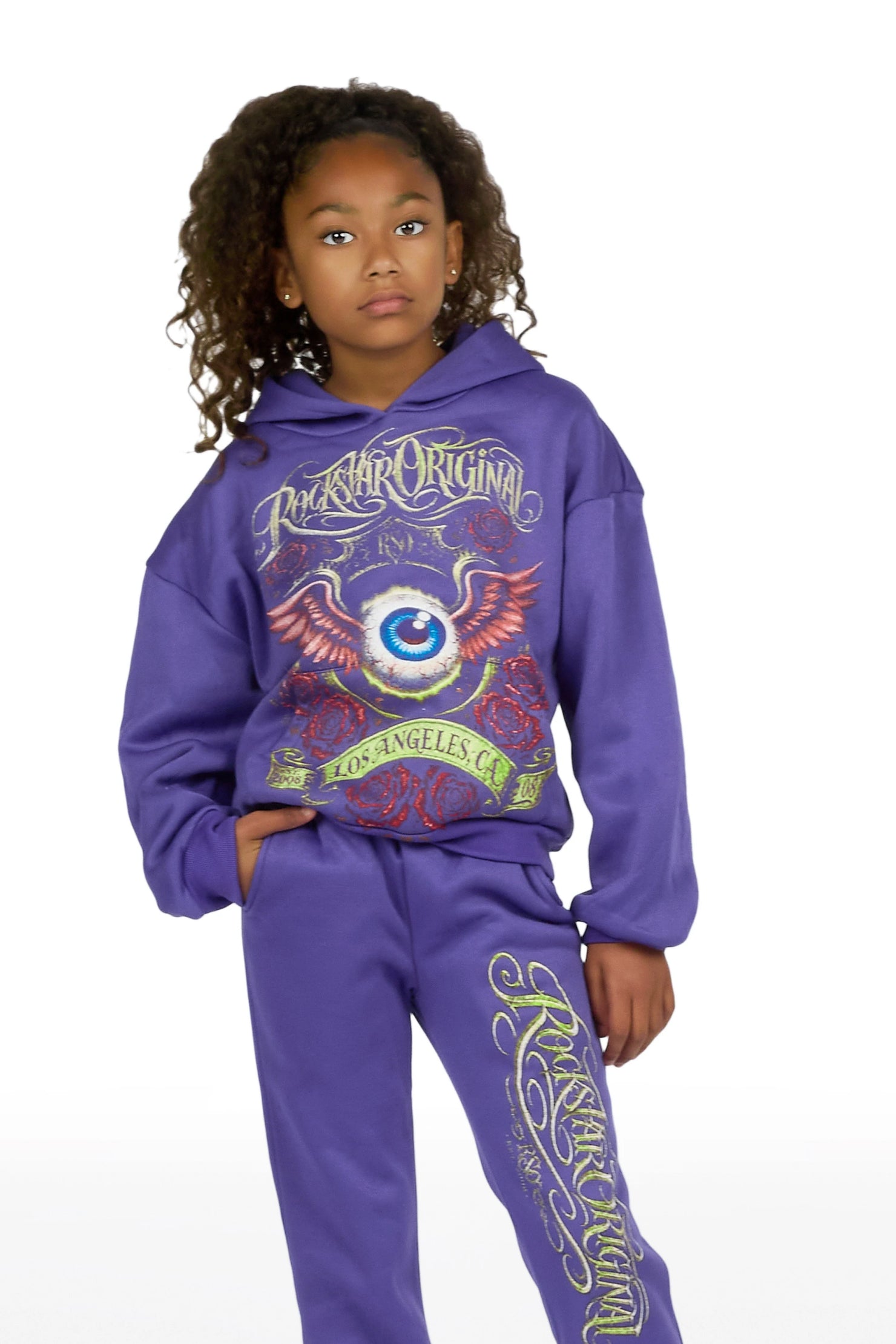 Girls Palady Purple Hoodie Track Set